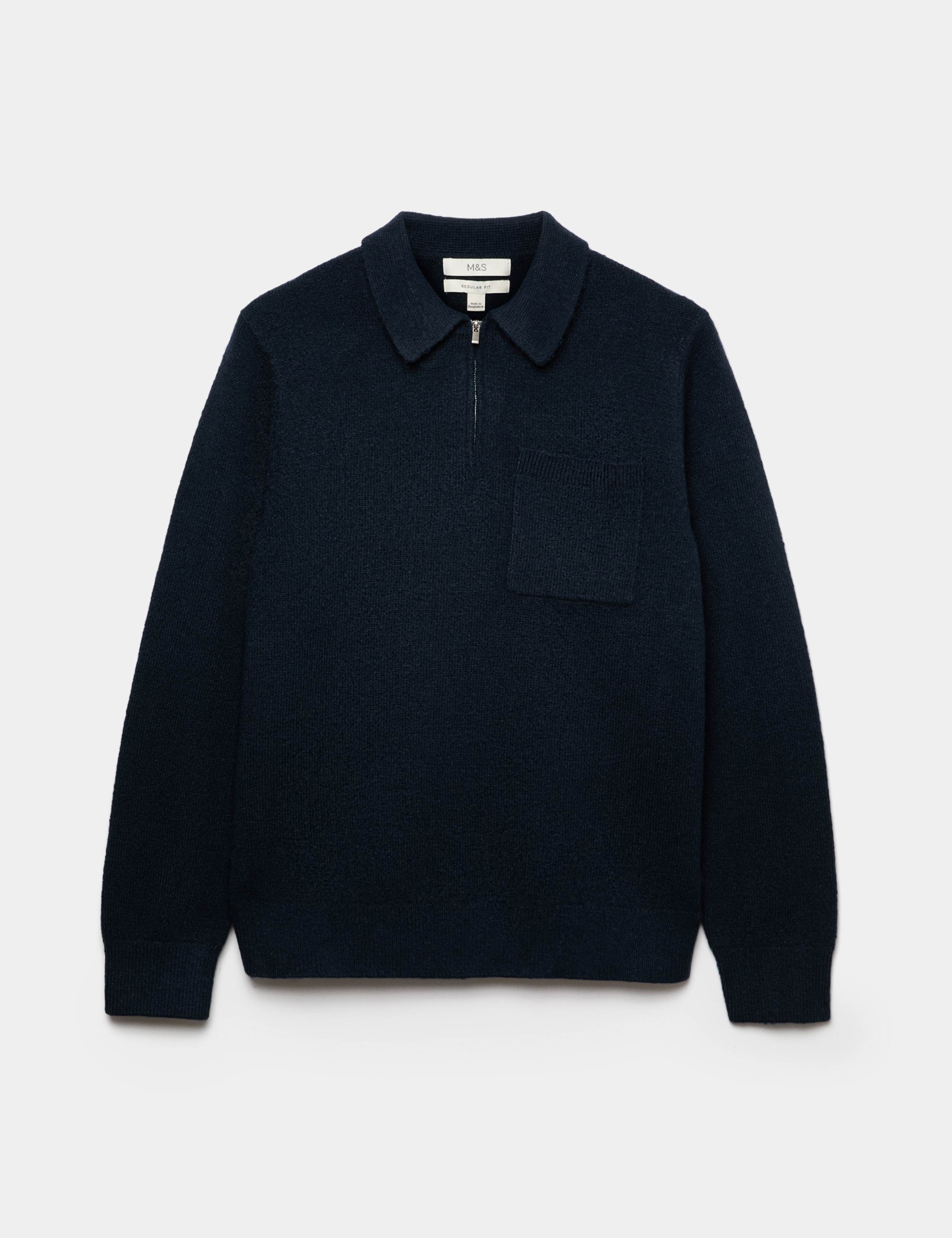 Supersoft Quarter Zip Knitted Polo Shirt