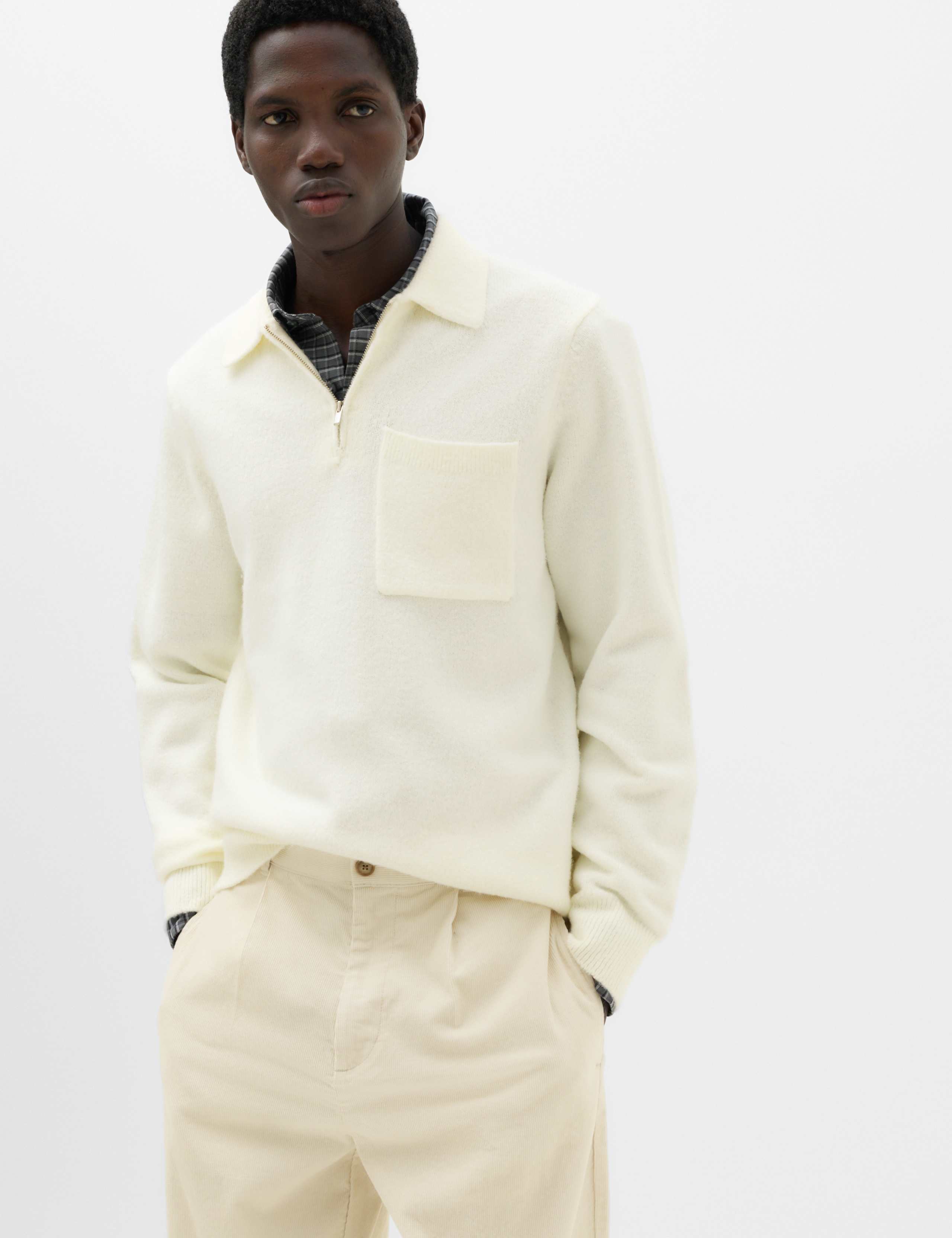 Supersoft Quarter Zip Knitted Polo Shirt