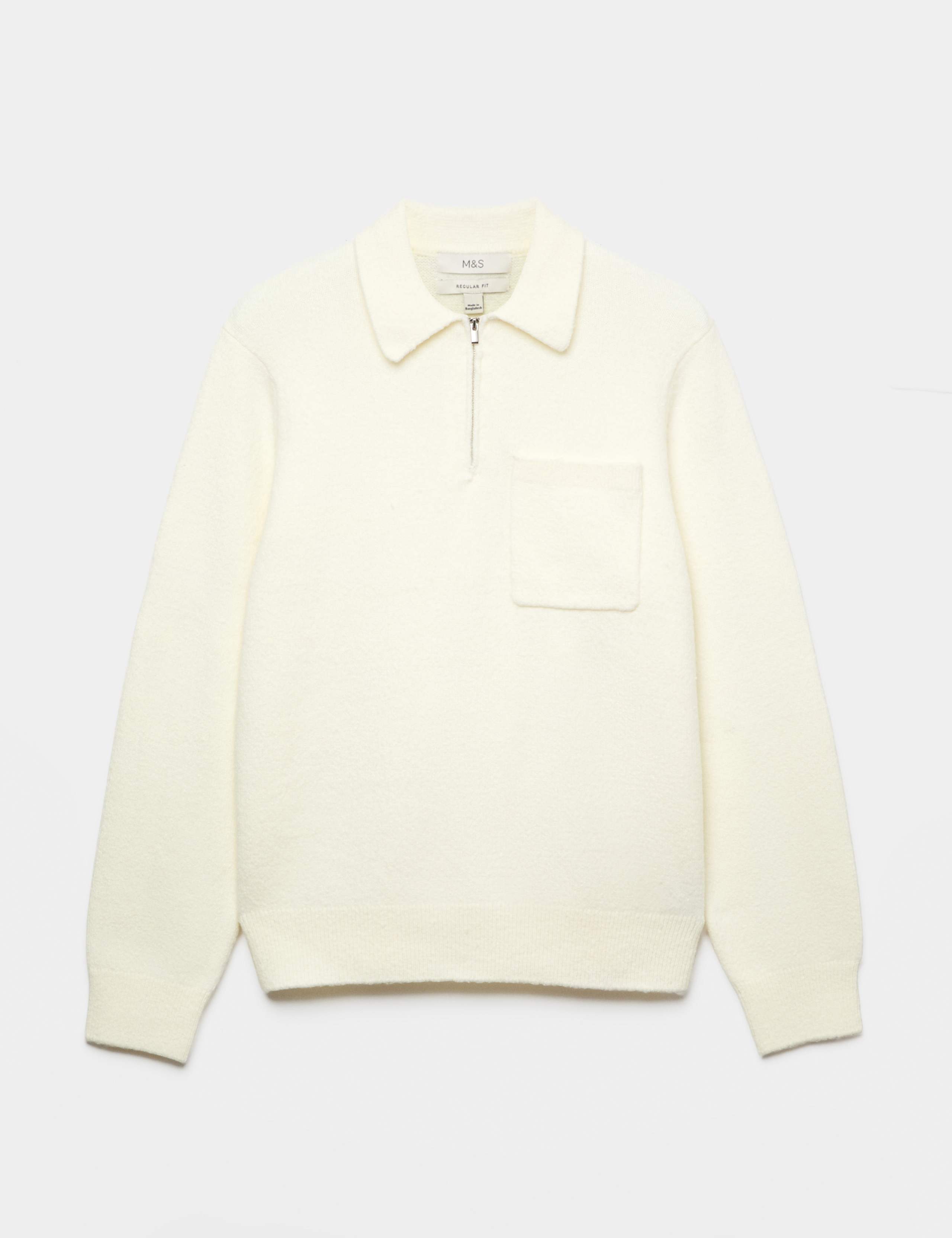Supersoft Quarter Zip Knitted Polo Shirt