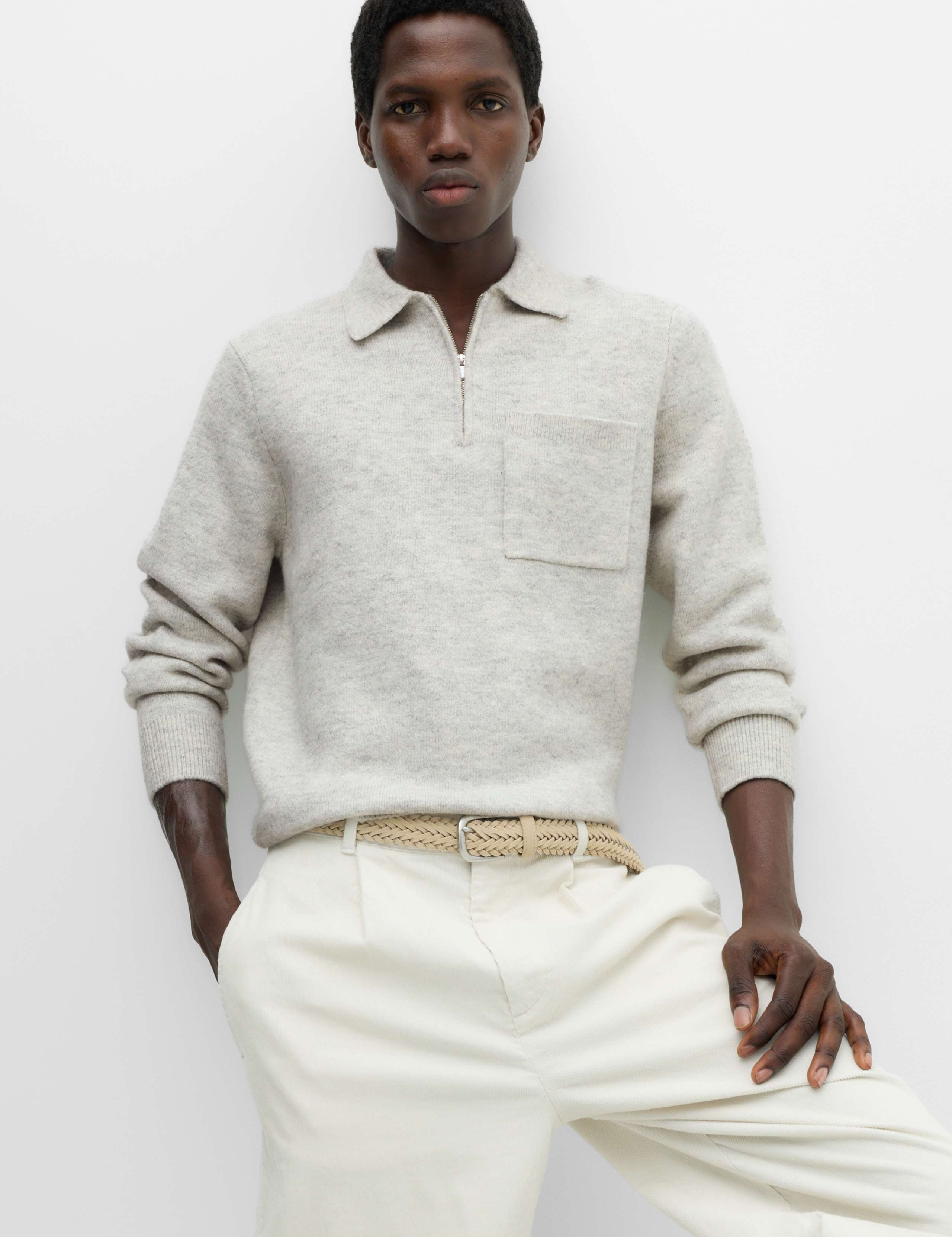 Supersoft Quarter Zip Knitted Polo Shirt