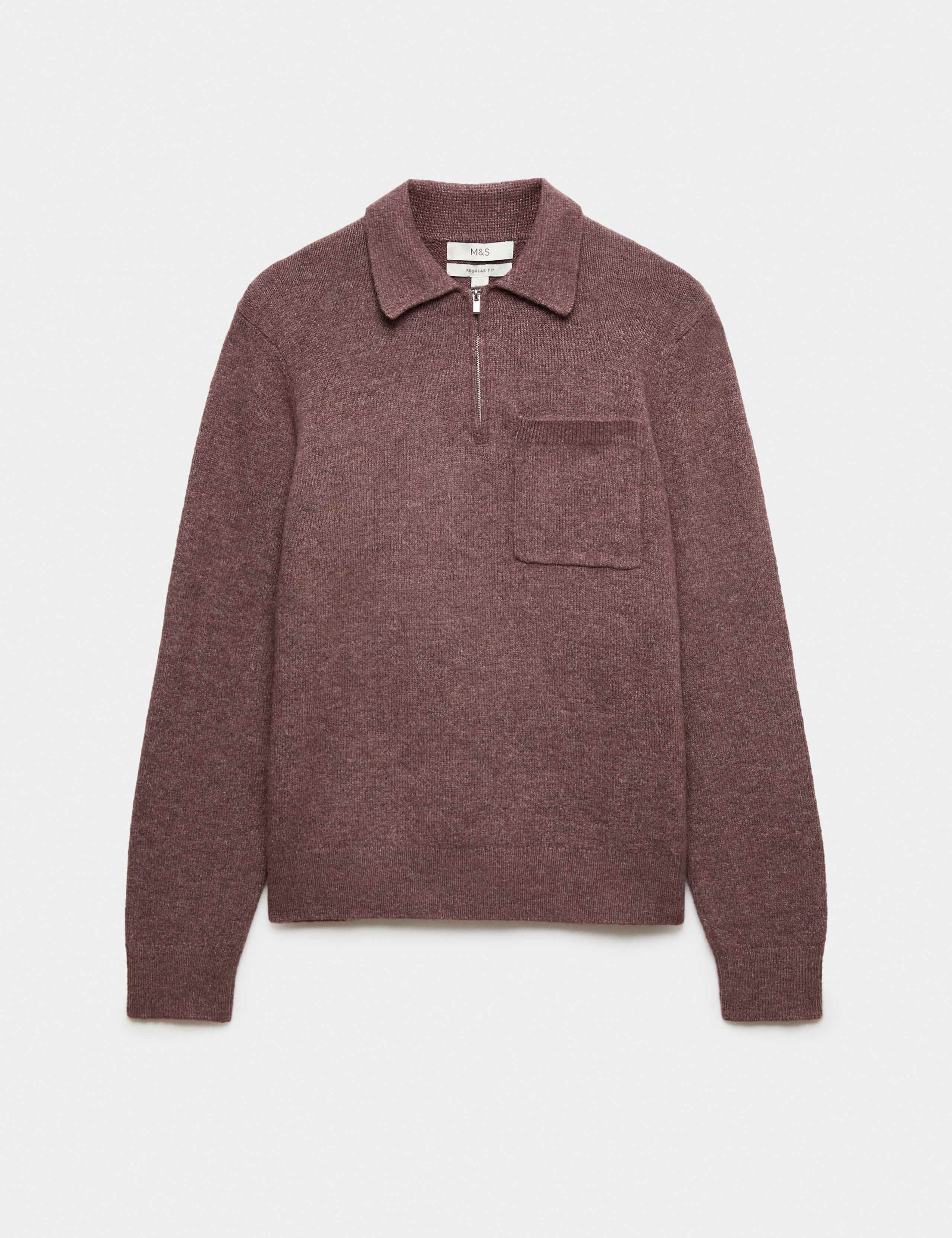 Supersoft Quarter Zip Knitted Polo Shirt