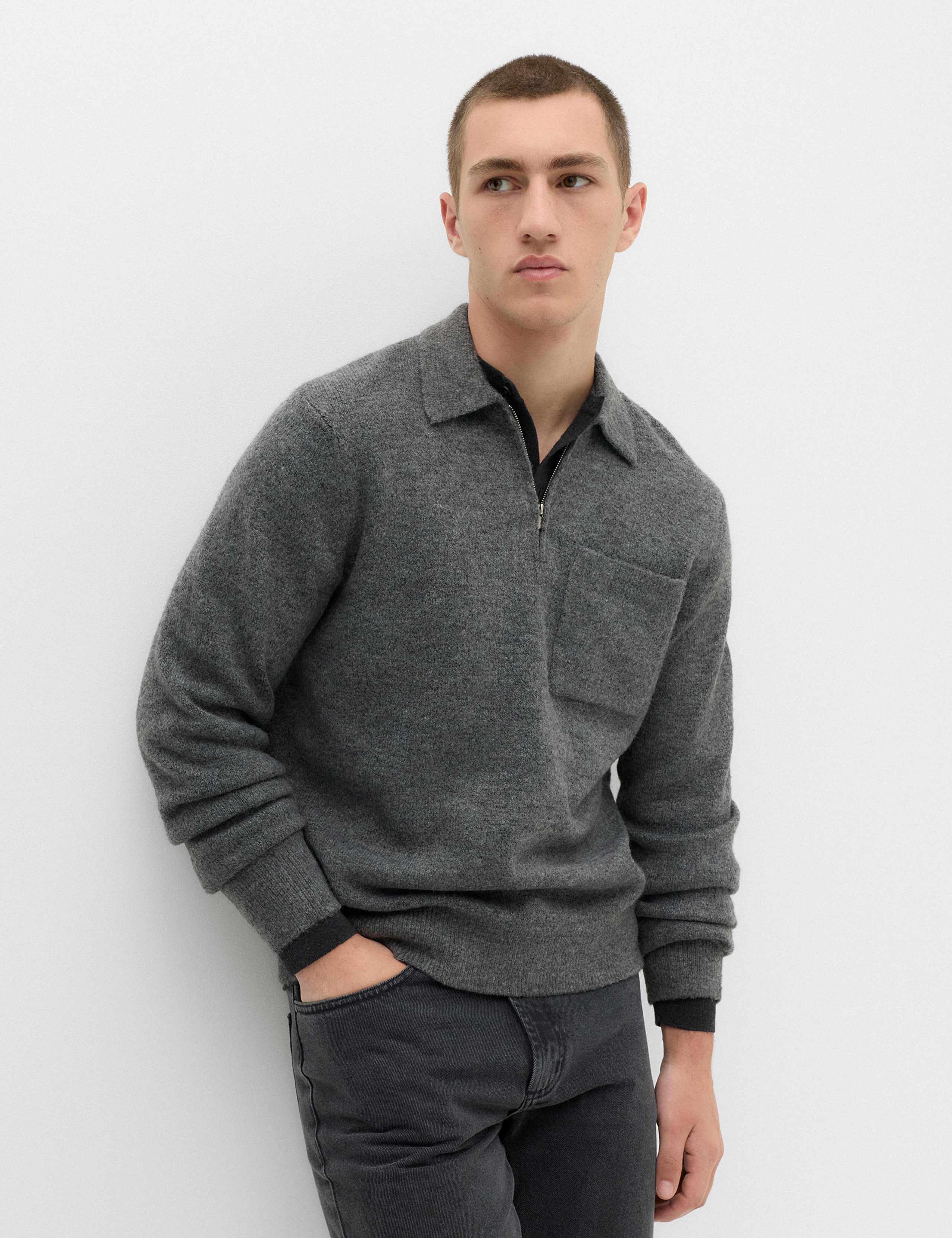 Supersoft Quarter Zip Knitted Polo Shirt