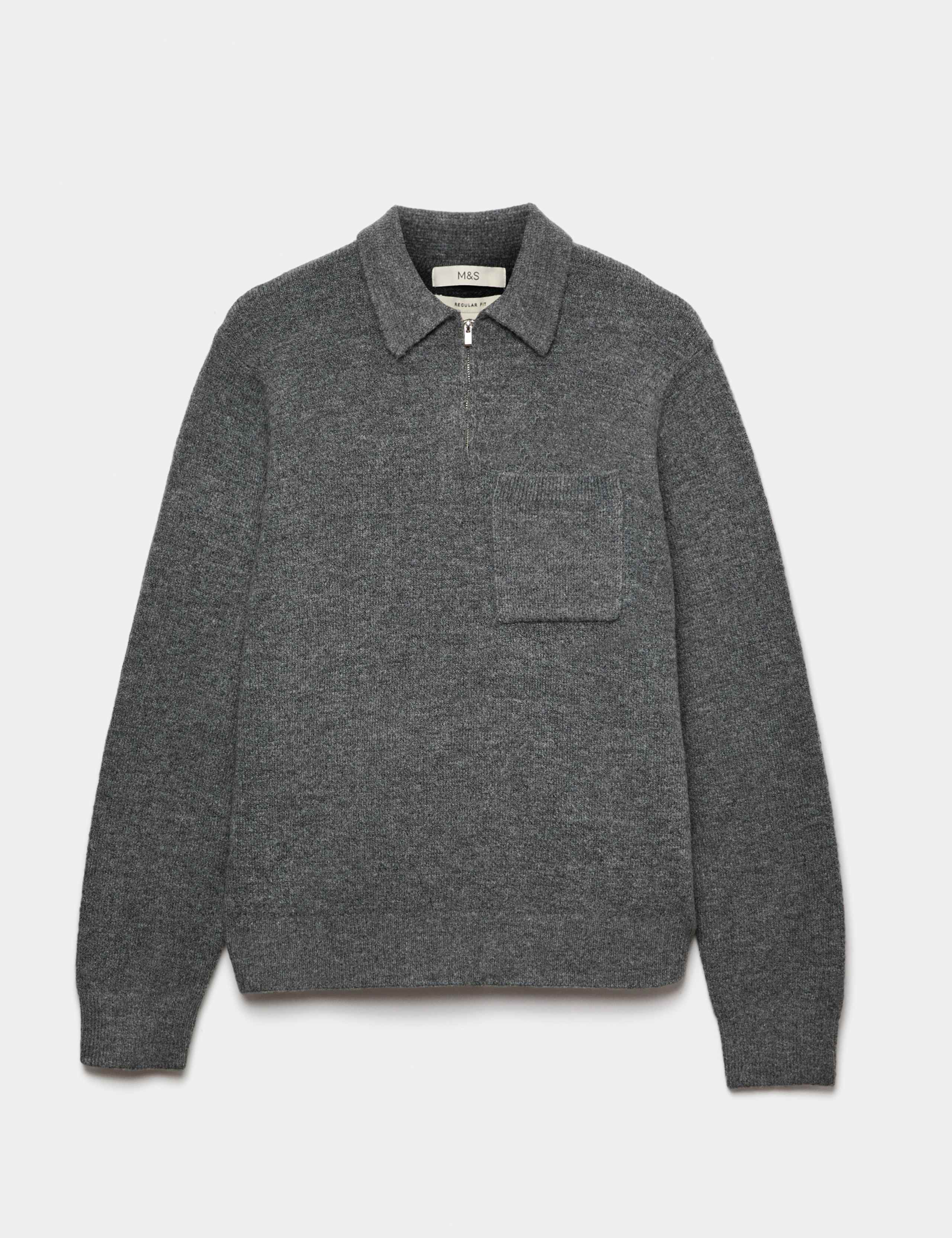 Supersoft Quarter Zip Knitted Polo Shirt