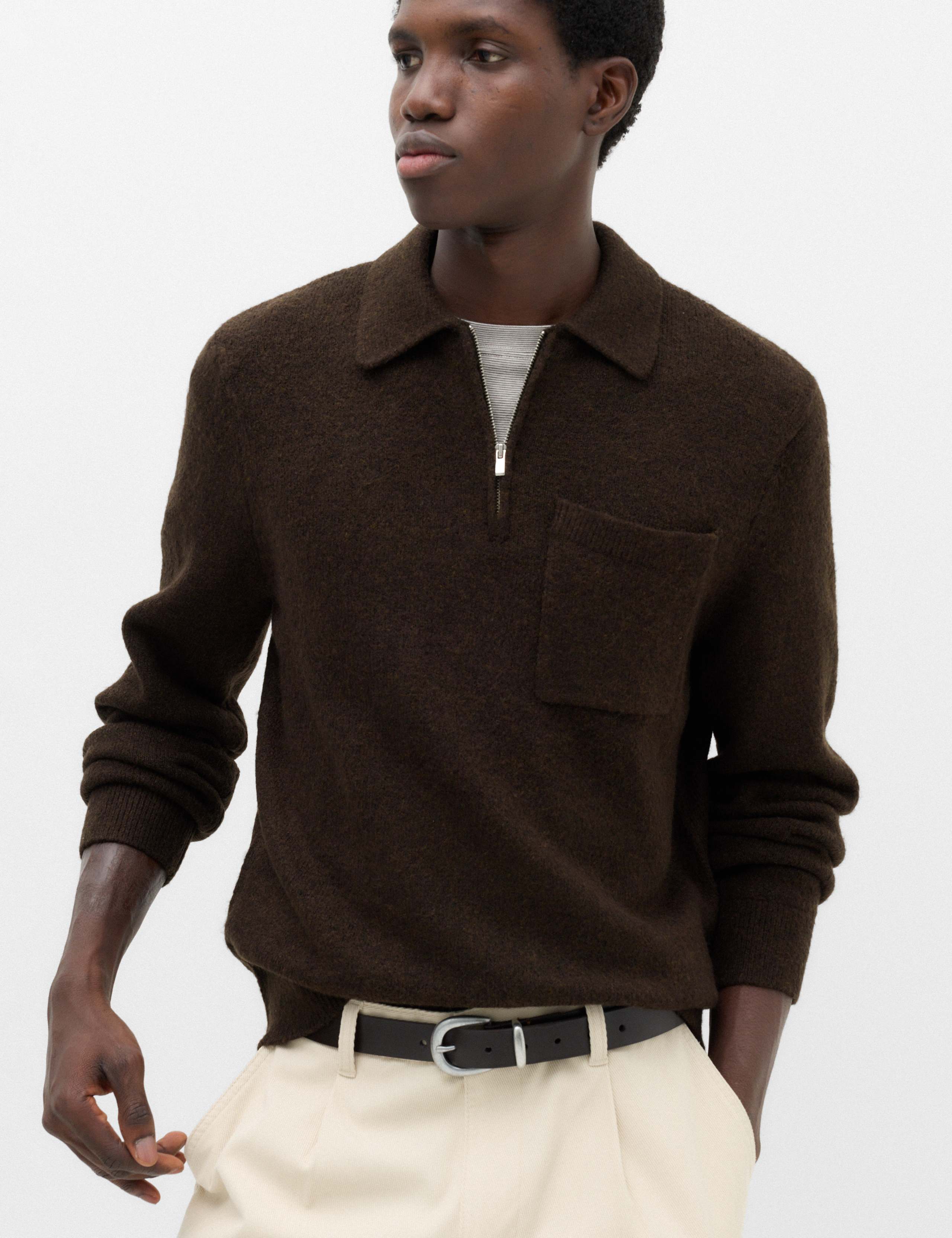 Supersoft Quarter Zip Knitted Polo Shirt