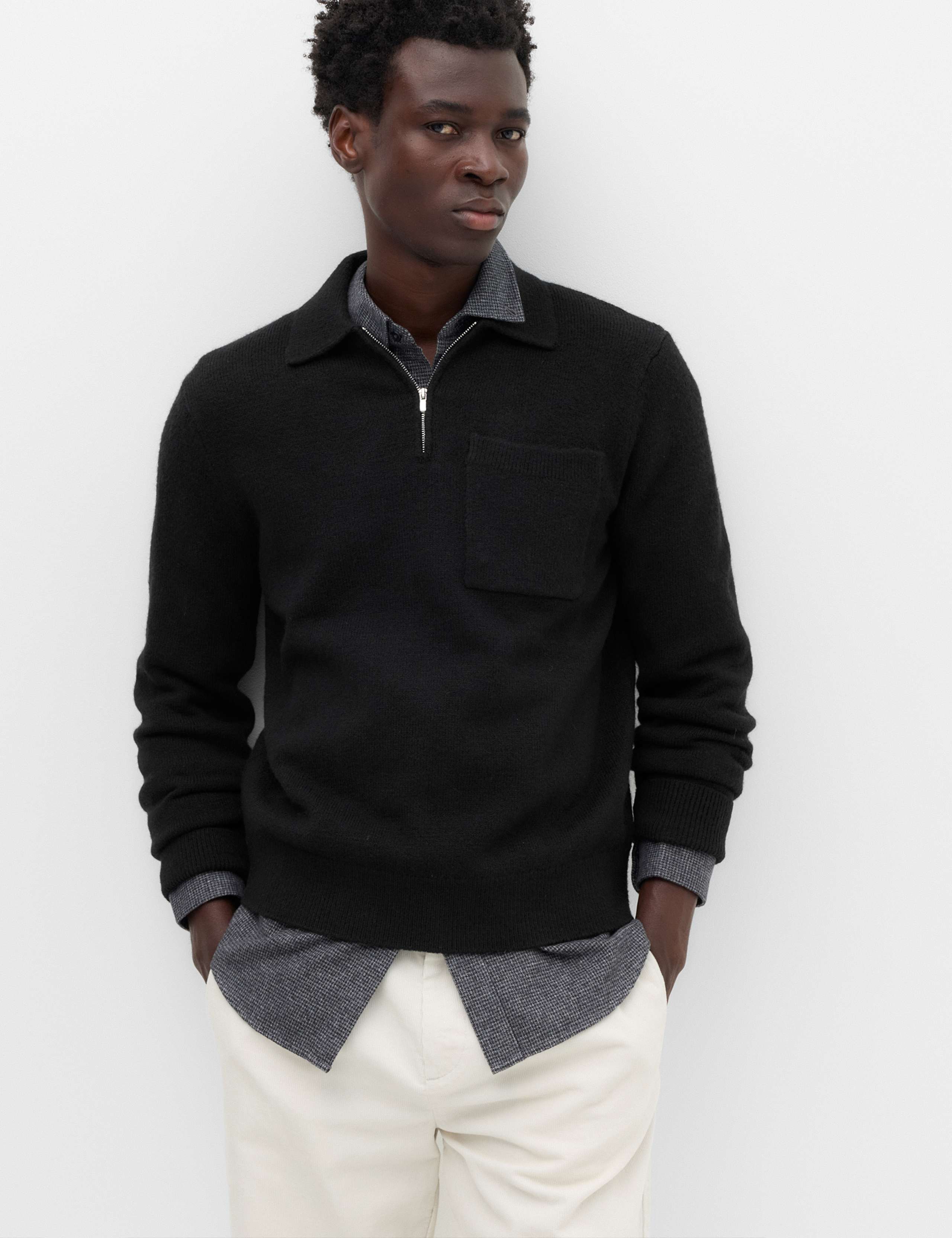 Supersoft Quarter Zip Knitted Polo Shirt