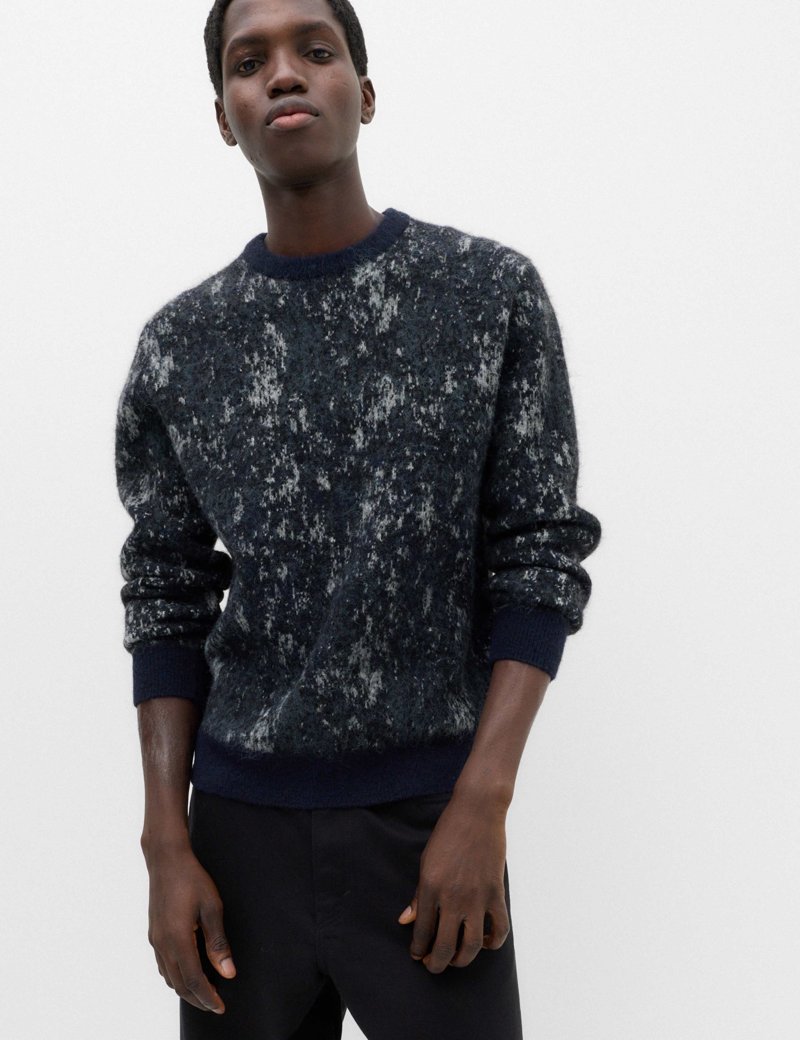 Pixel Splatter Crew Neck Jumper With Wool