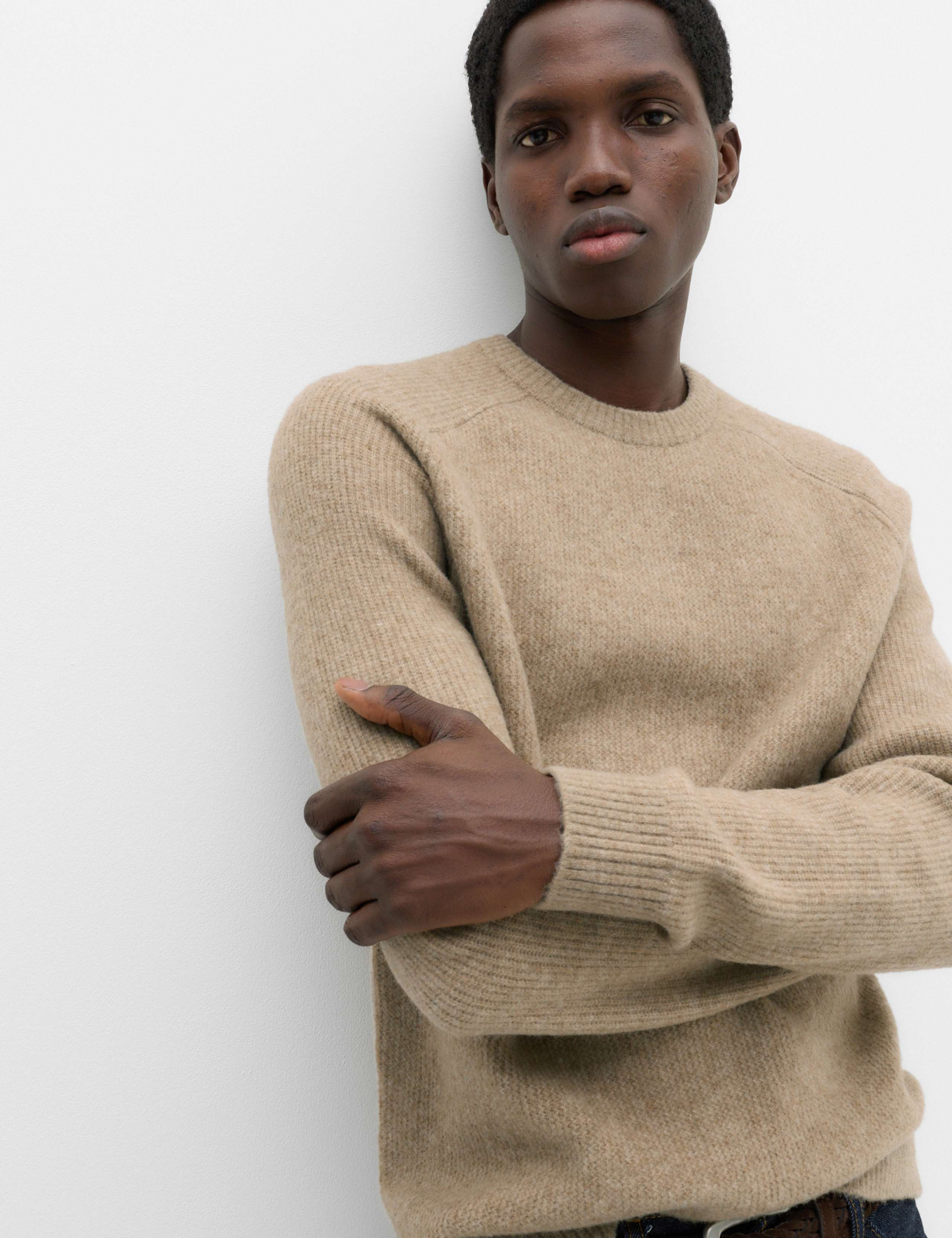 Supersoft Textured Crew Neck Jumper