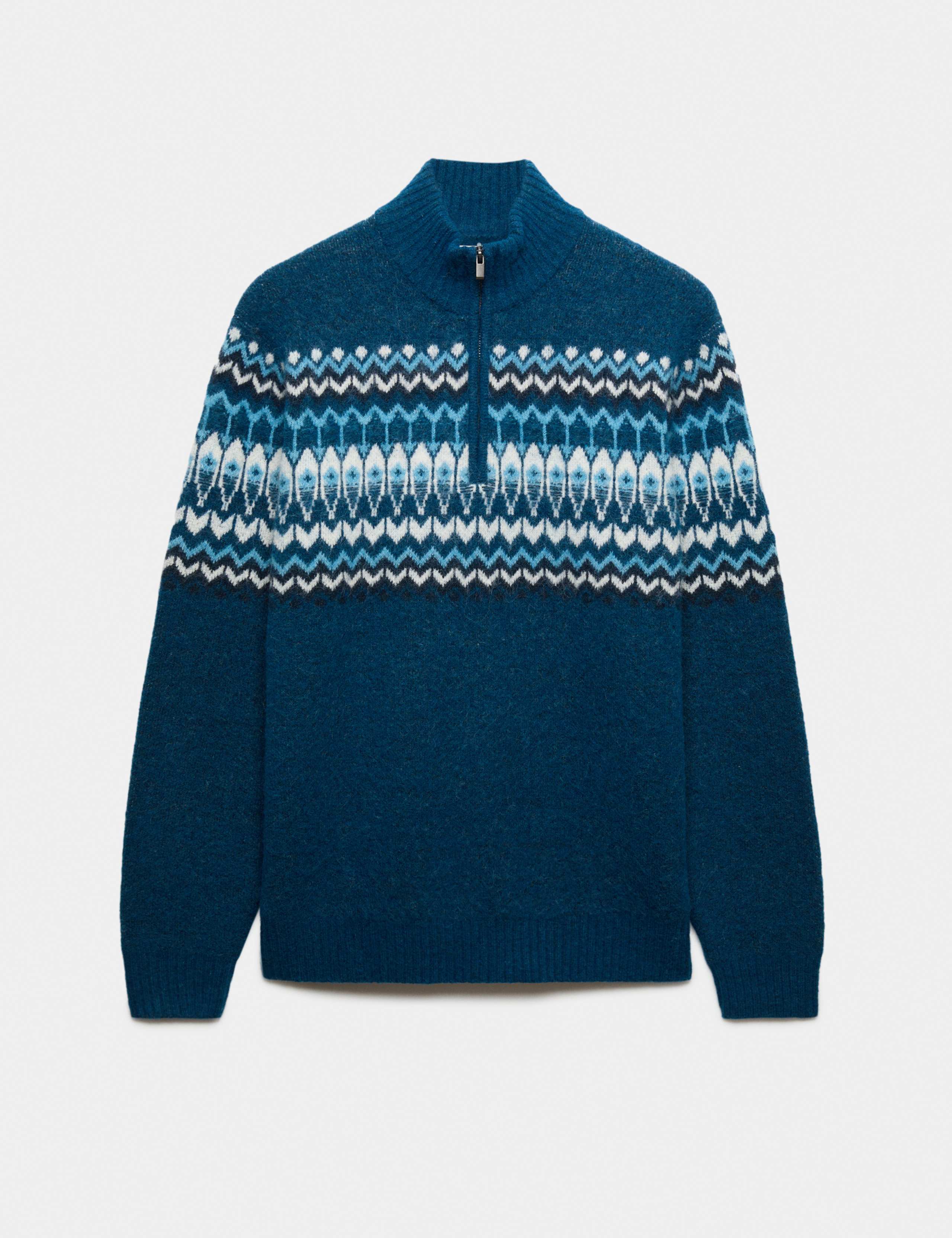 Fair Isle Half Zip Jumper with Wool