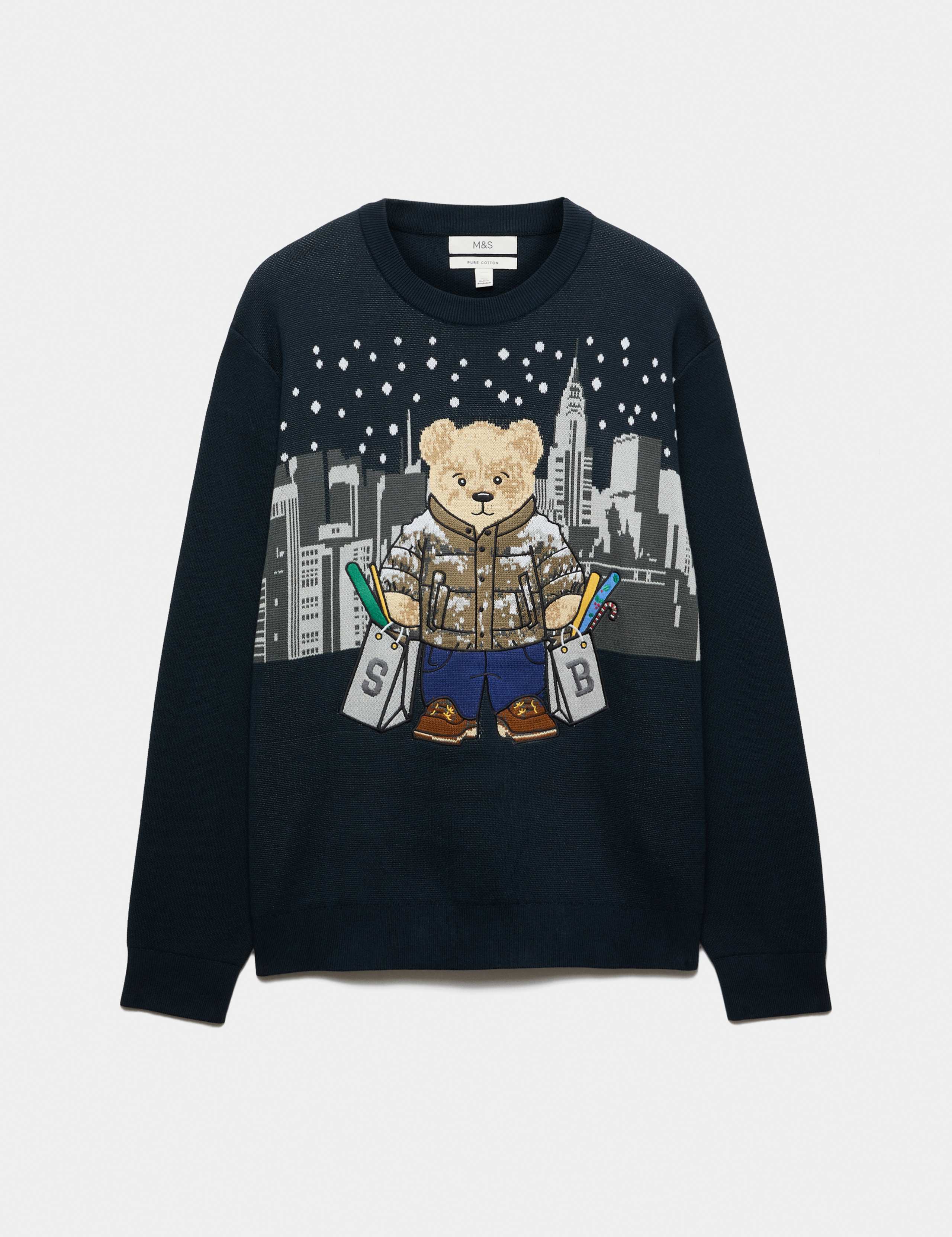 Pure Cotton Spencer Bear™ Crew Neck Jumper
