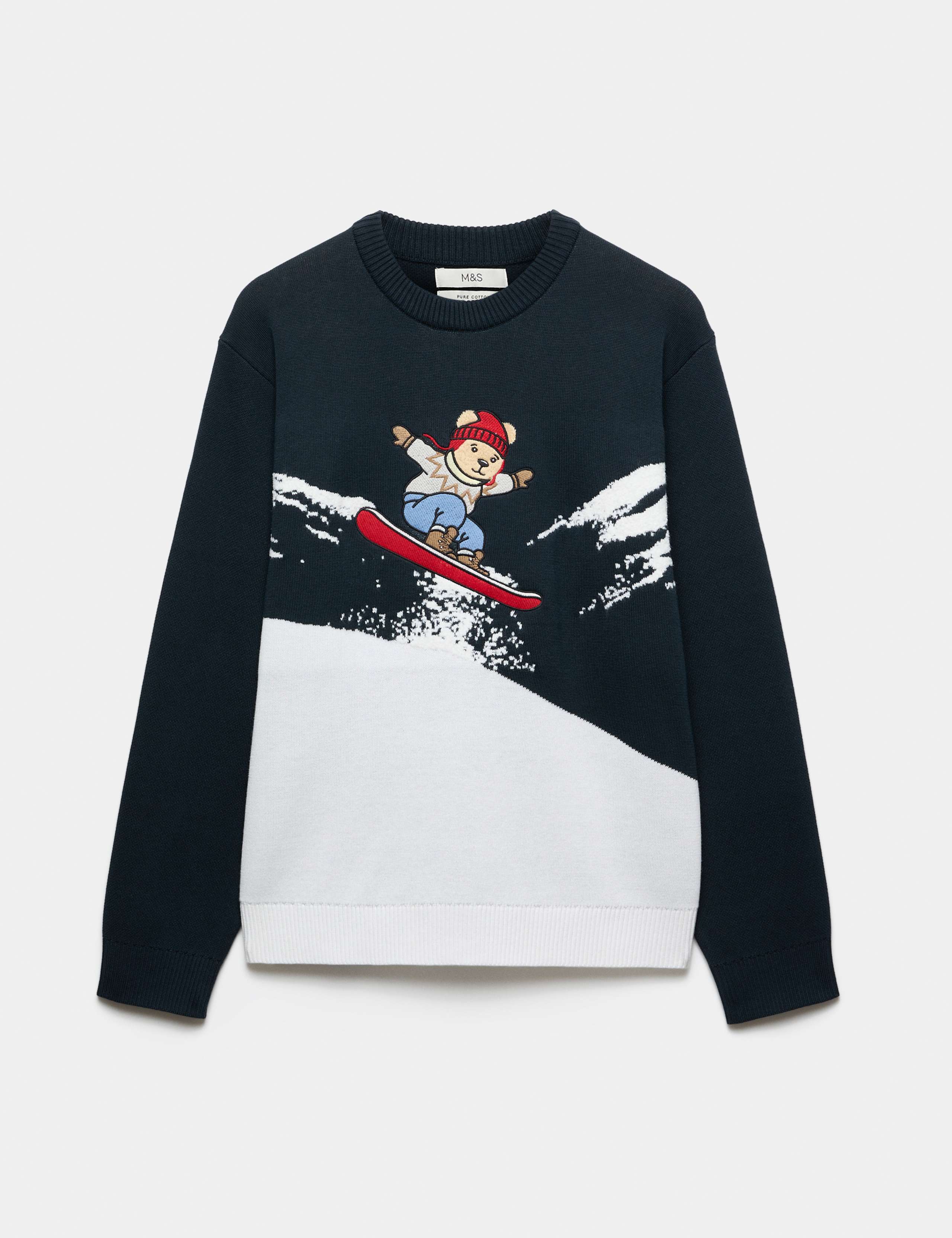 Pure Cotton Spencer Bear™ Crew Neck Jumper