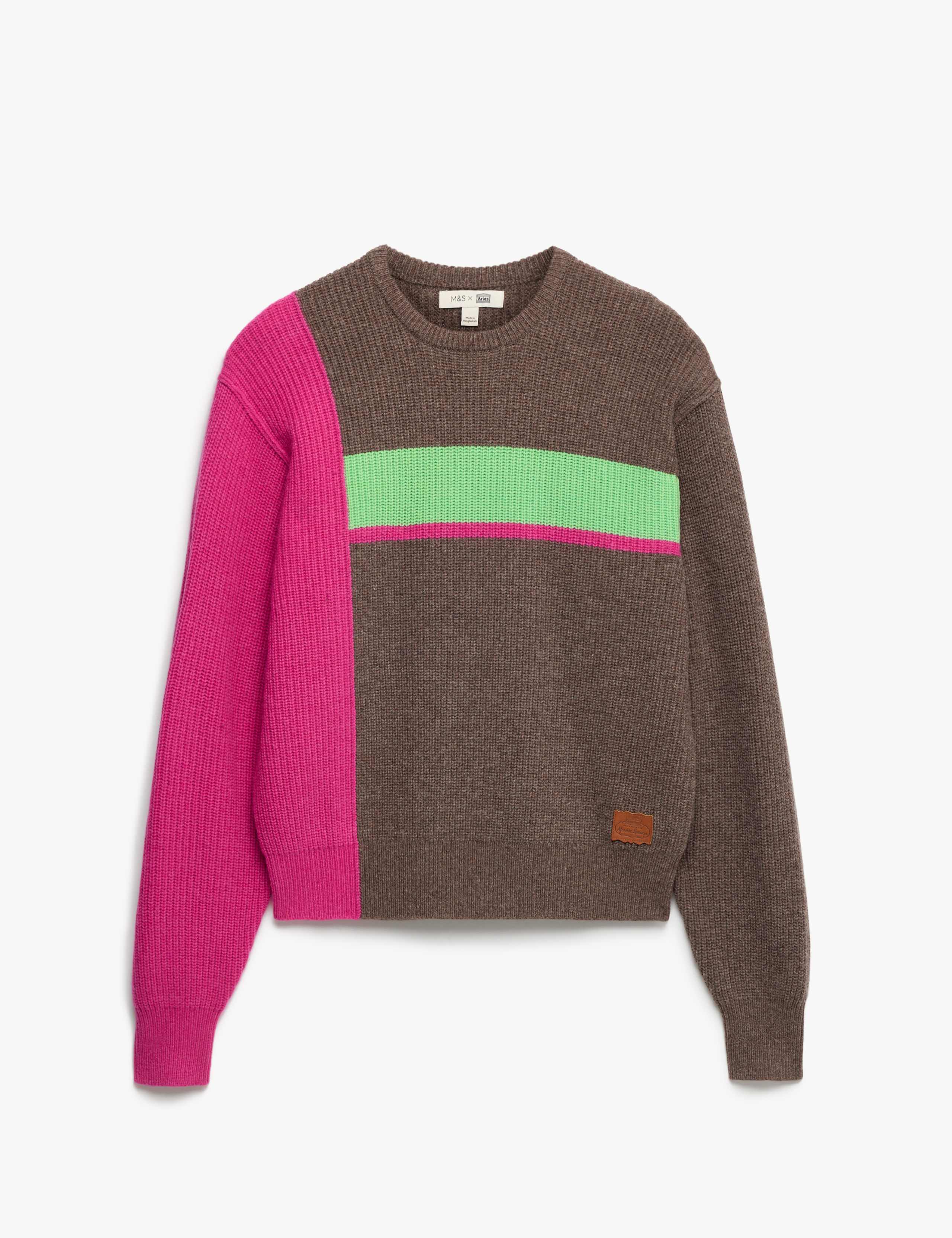 Pure Lambswool Colour Block Relaxed Jumper