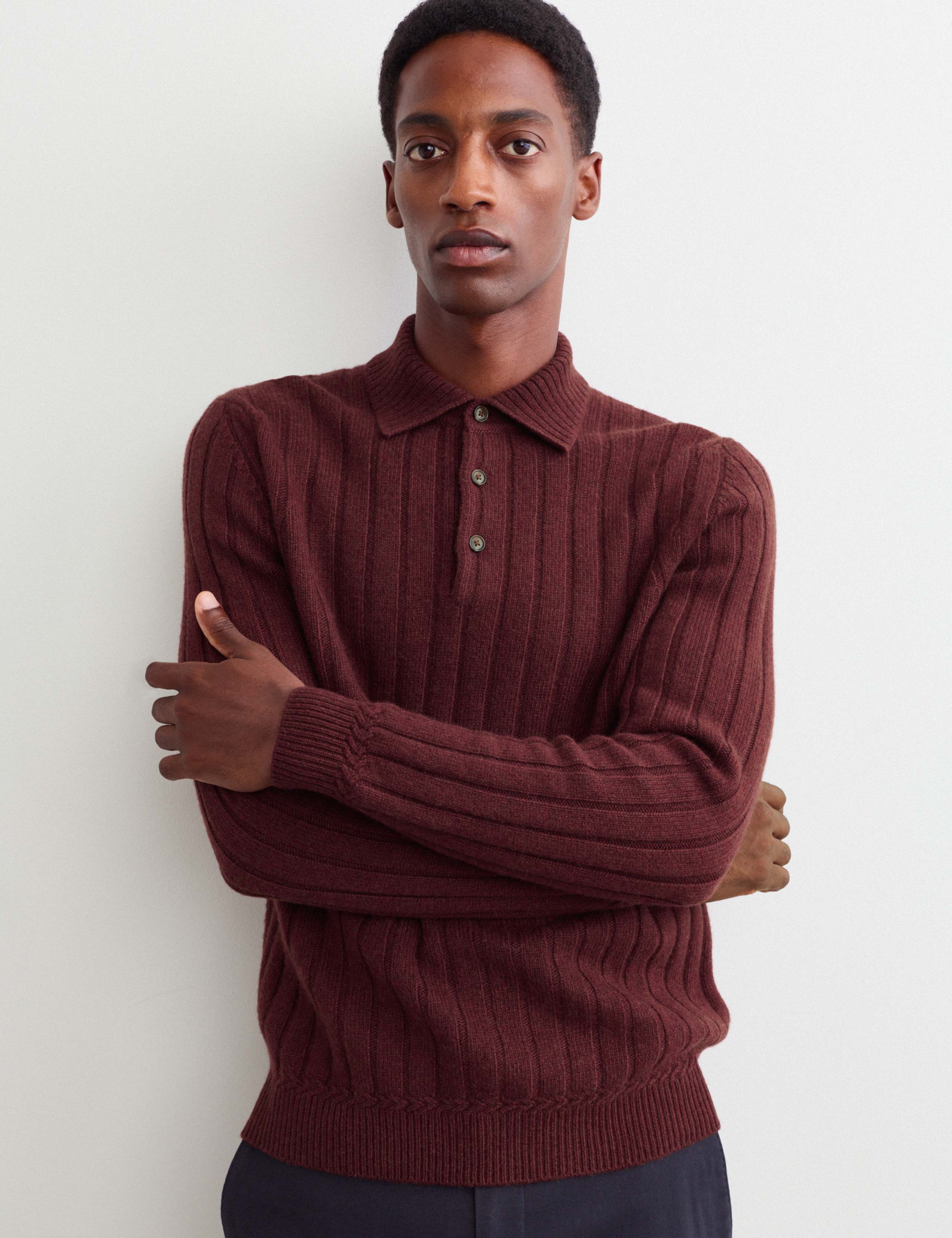 Cashmere Rich Textured Polo Shirt