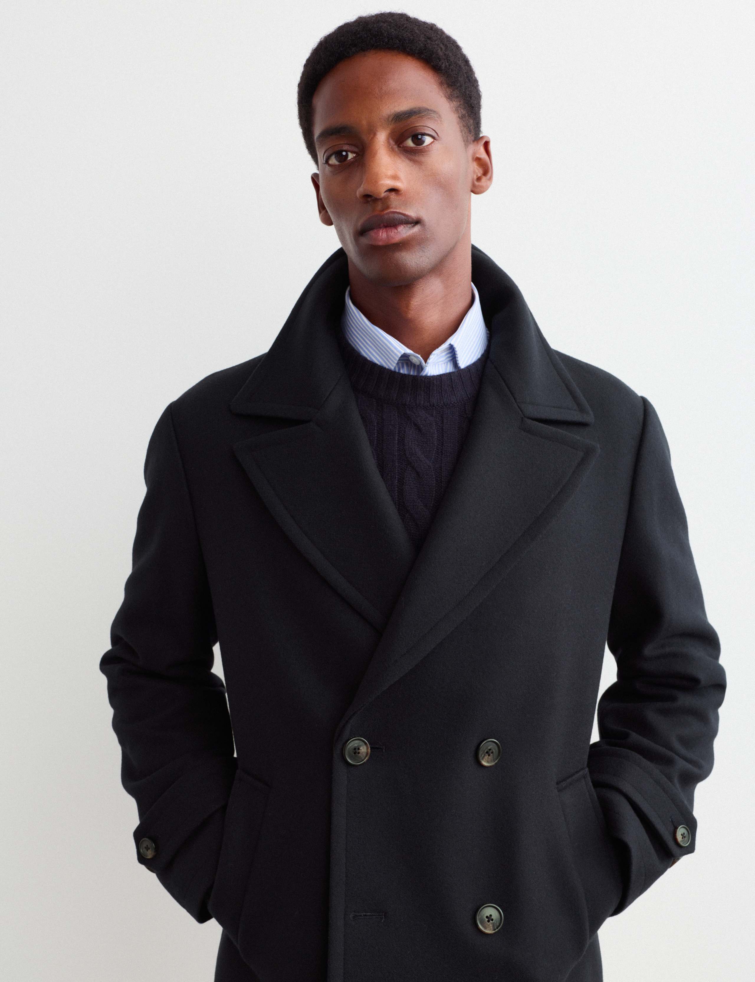 Pure Wool Collared Peacoat