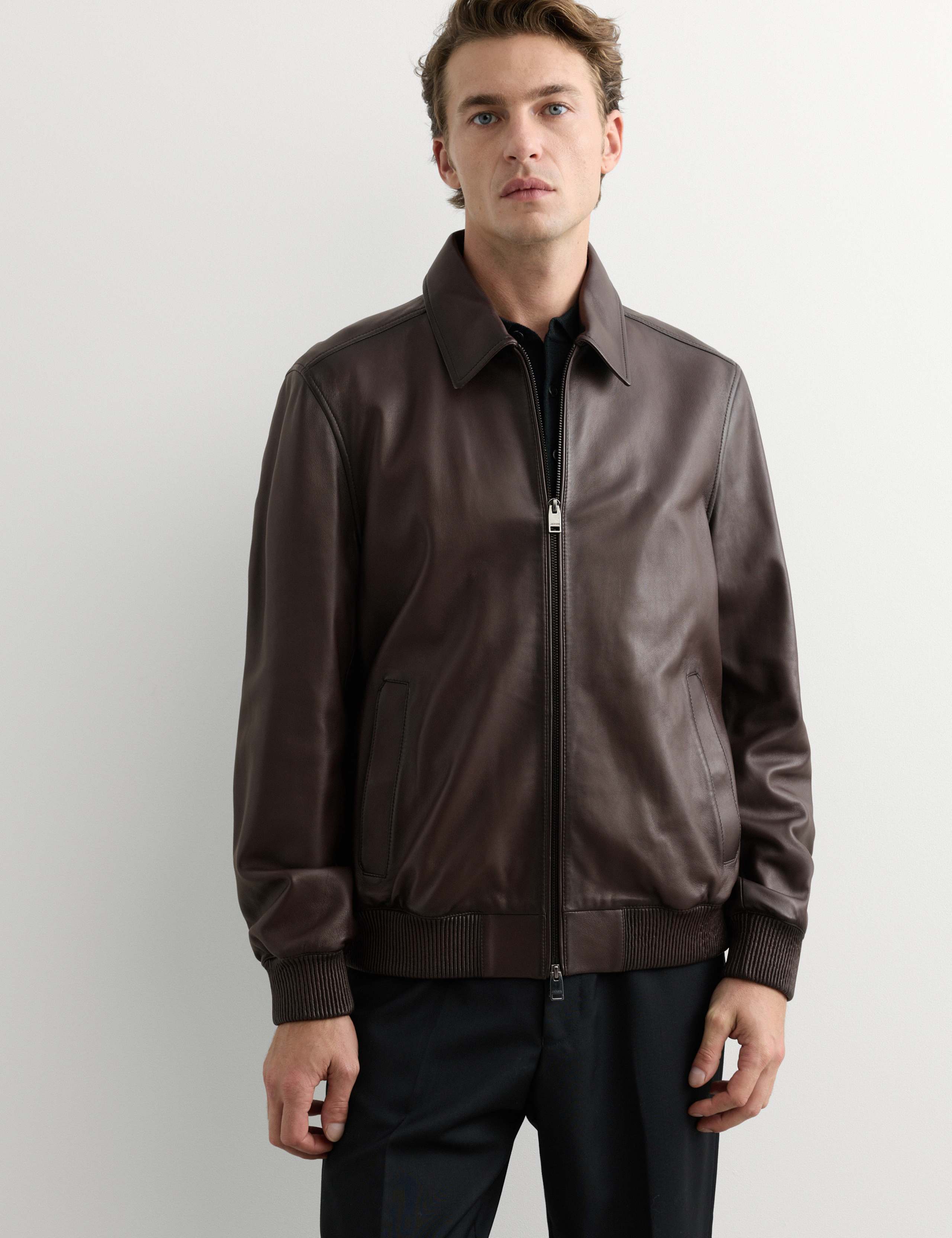 Burnished Leather Harrington Jacket