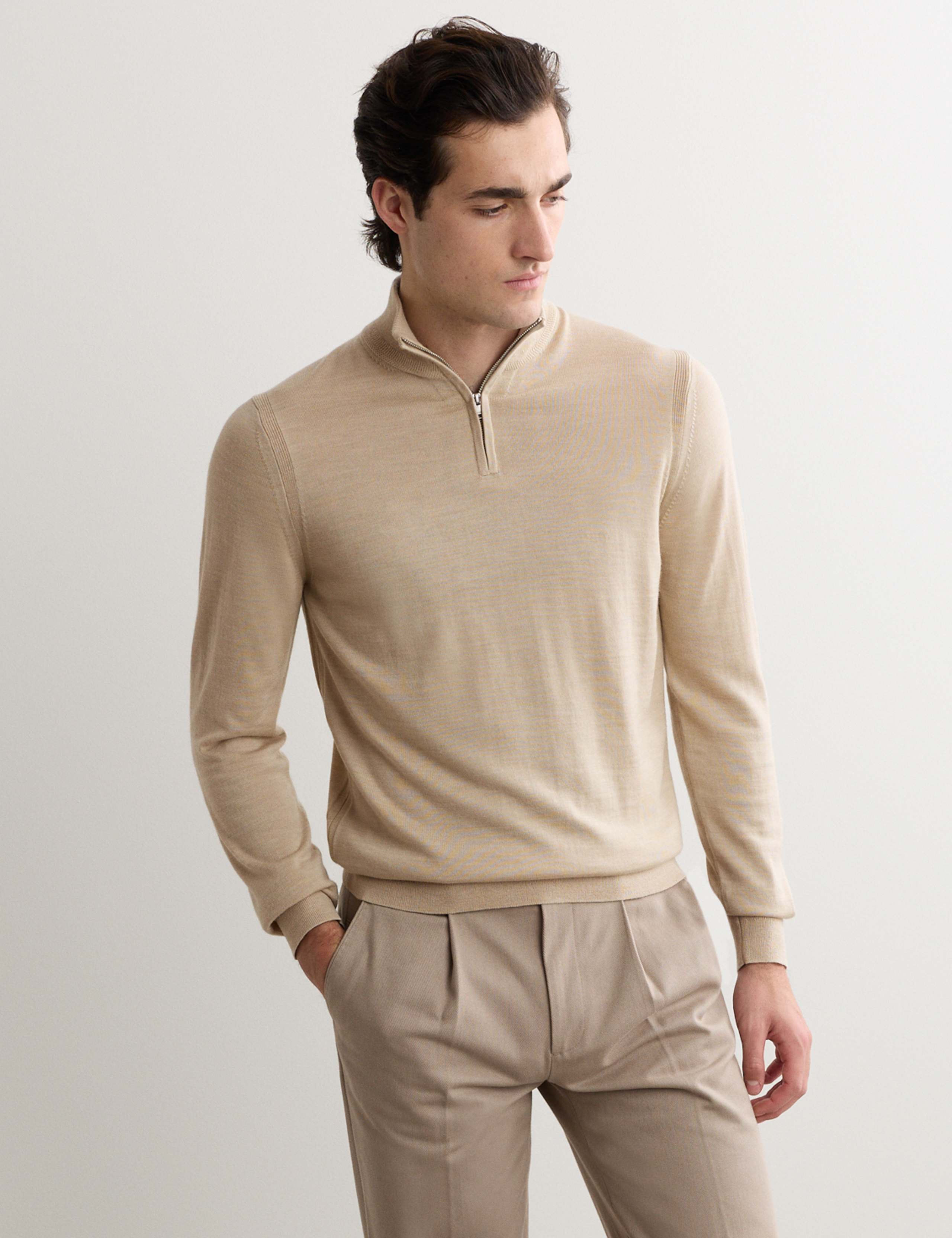 Merino Wool Rich with Silk Half Zip Jumper