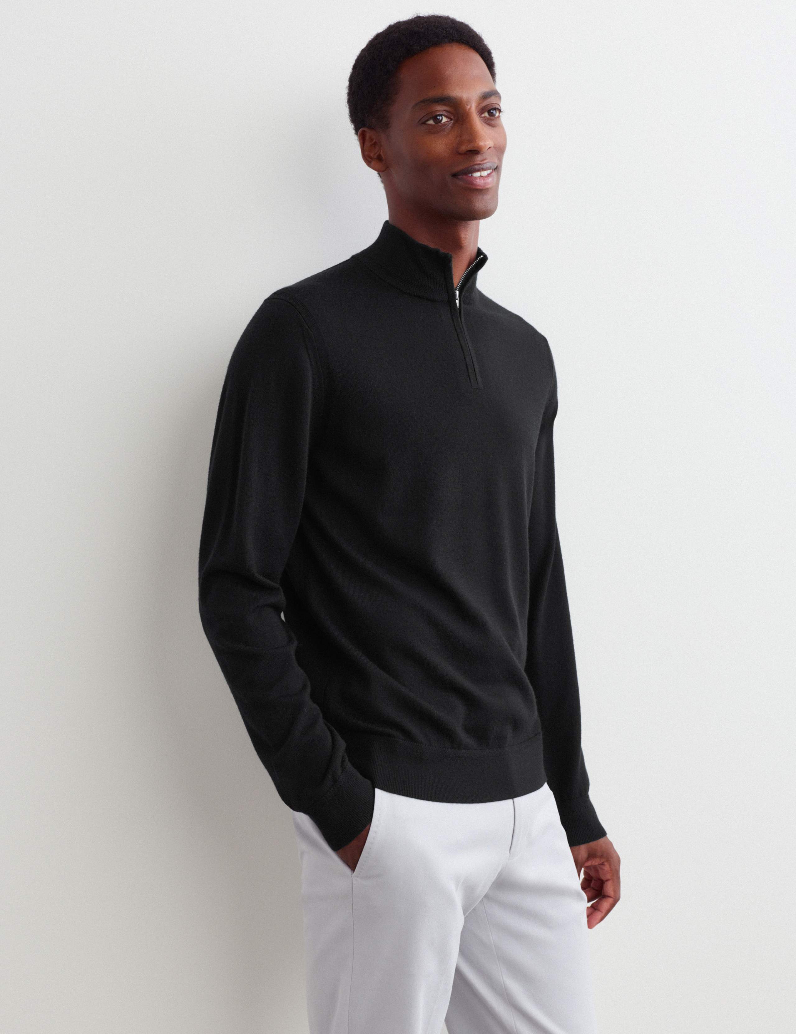 Merino Wool with Silk Half Zip Jumper