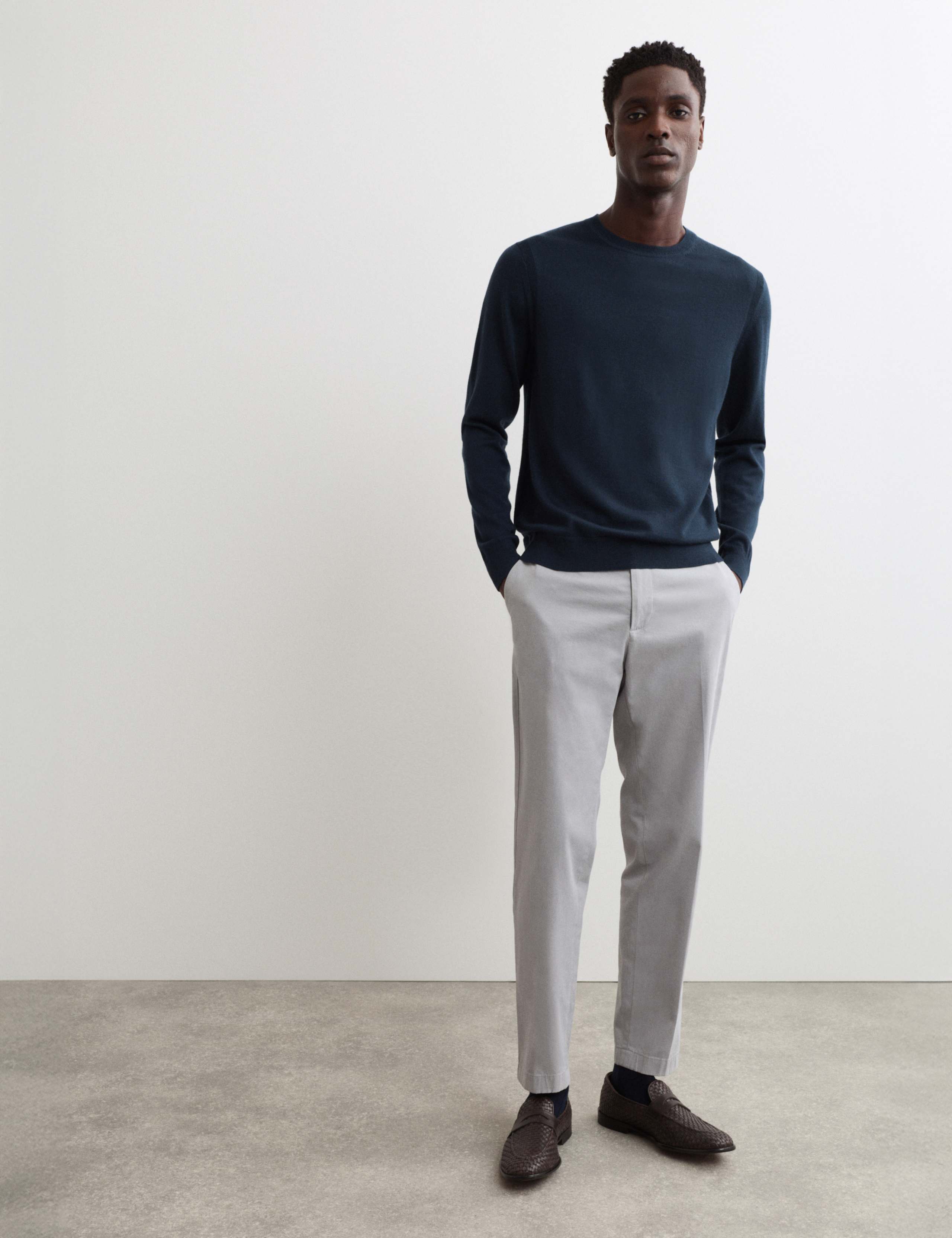Extra Fine Merino Wool Crew Neck Jumper with Silk