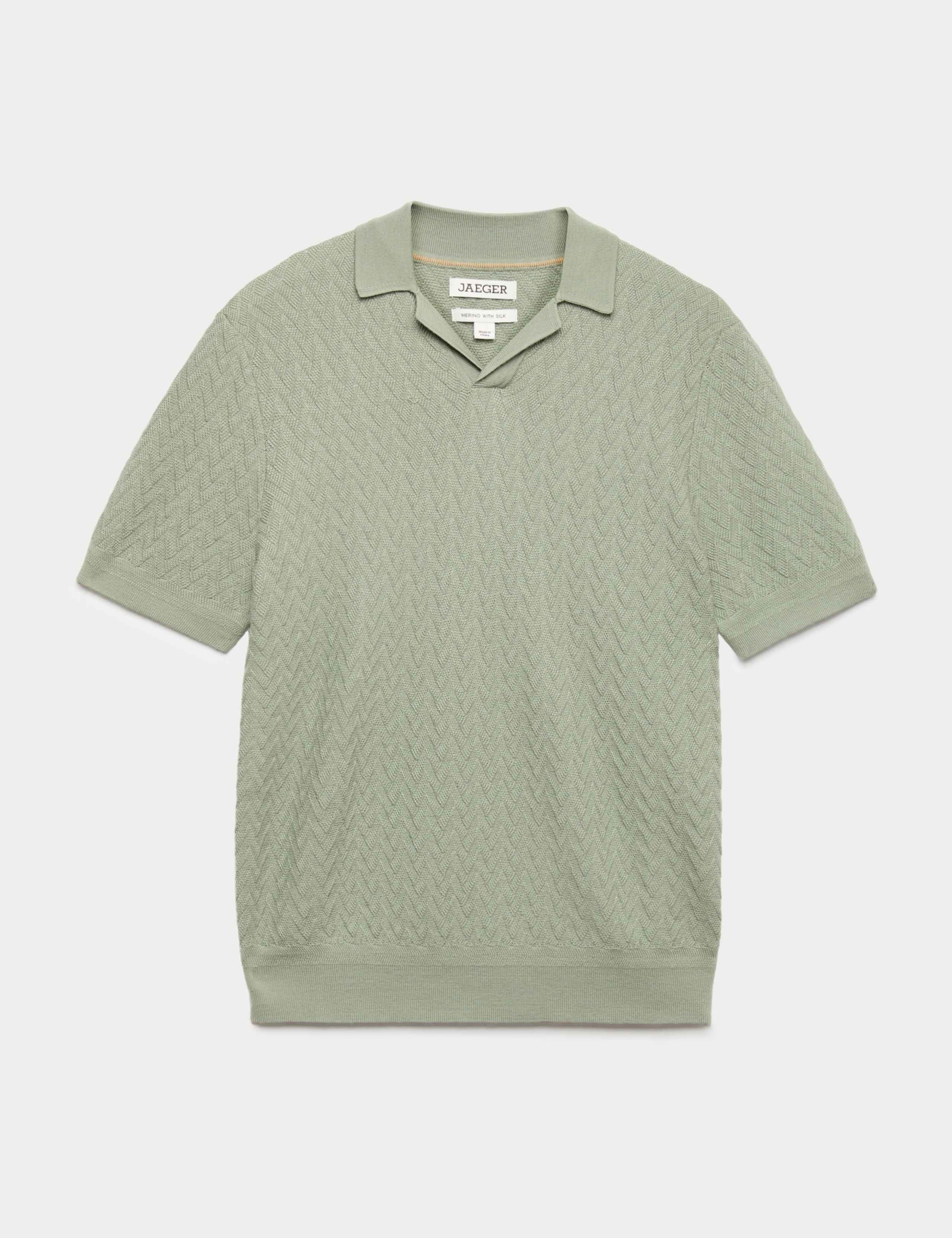 Merino Wool with Silk Knitted Polo Shirt