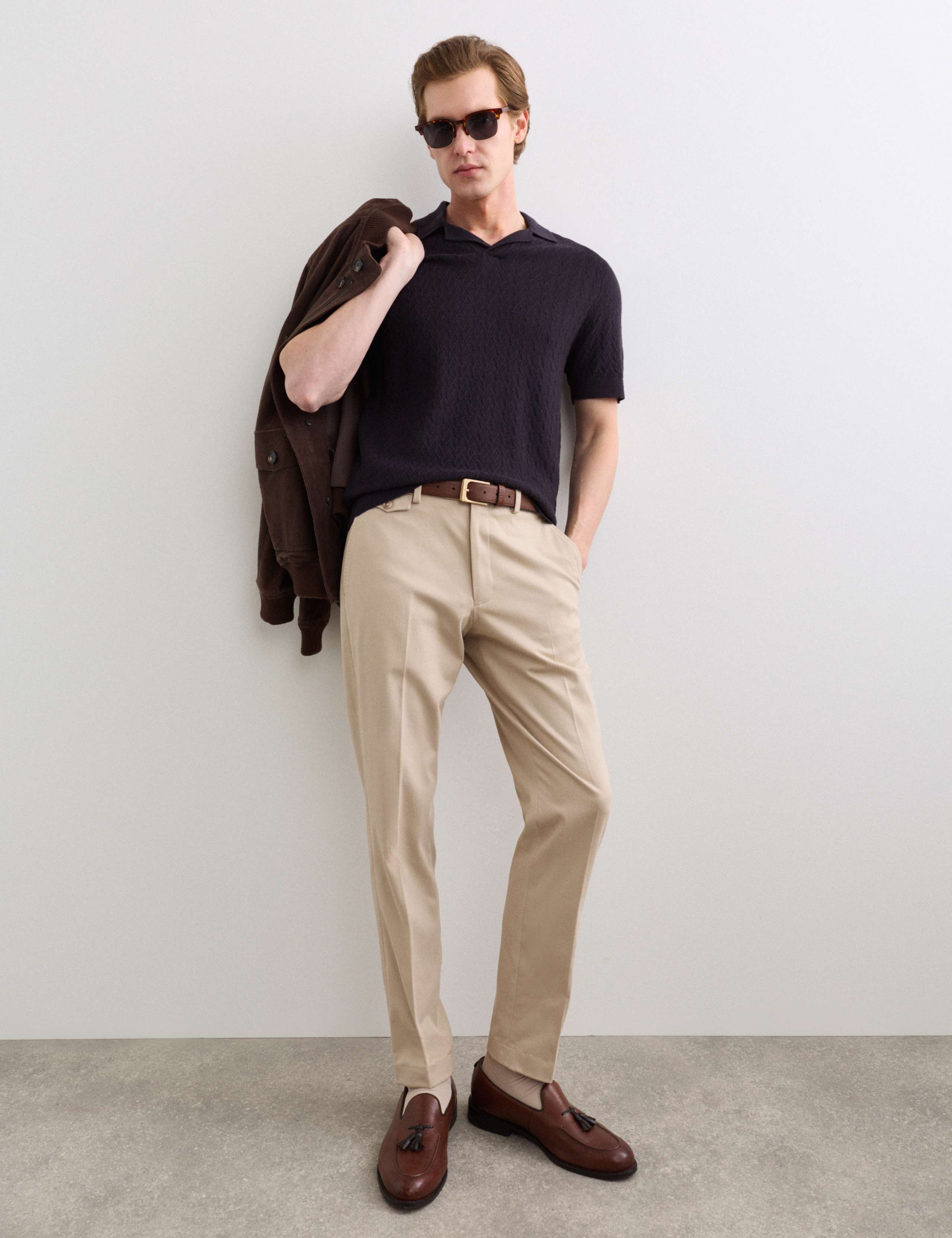 Merino Wool with Silk Knitted Polo Shirt
