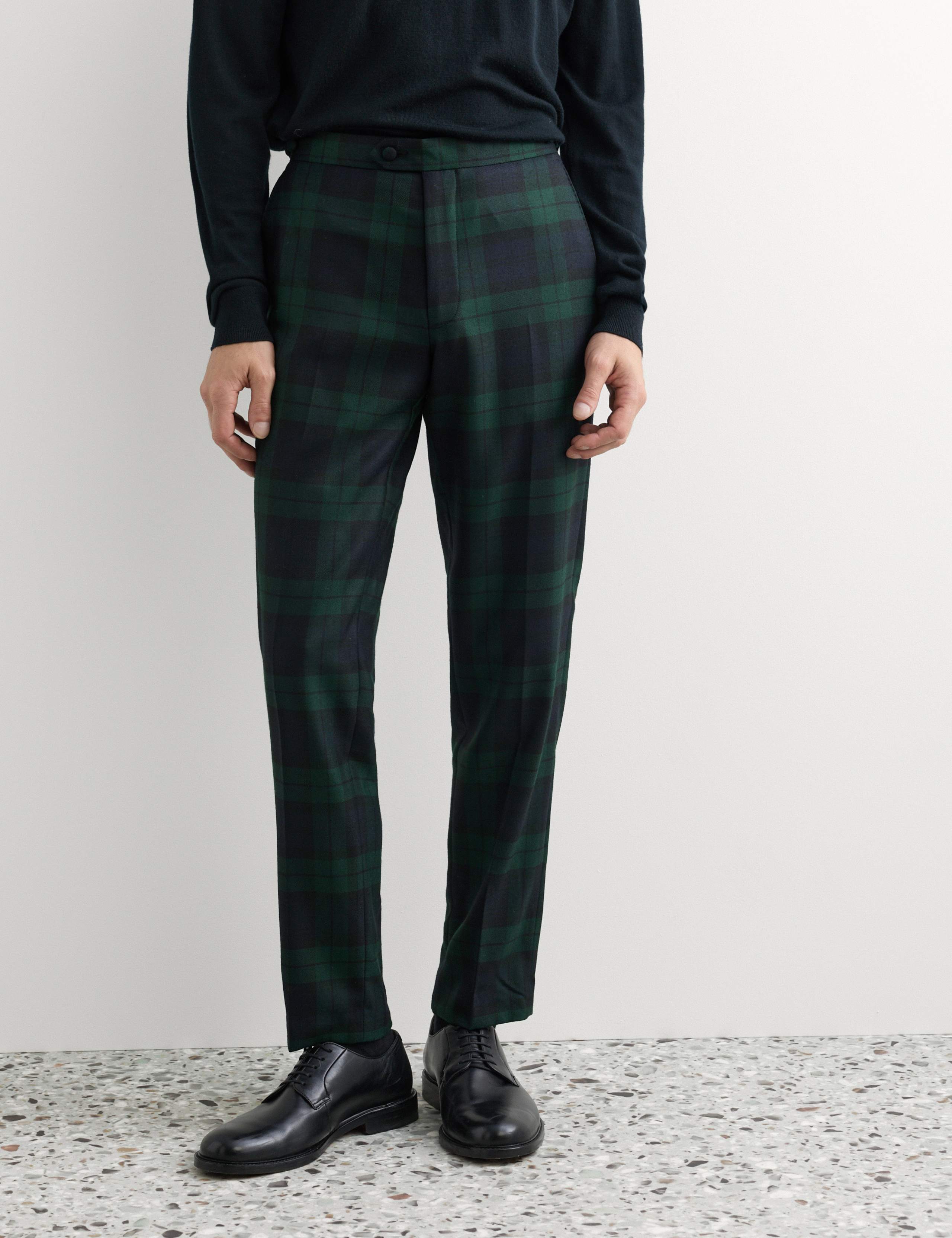 Tailored Fit Pure Wool Watch Check Trousers