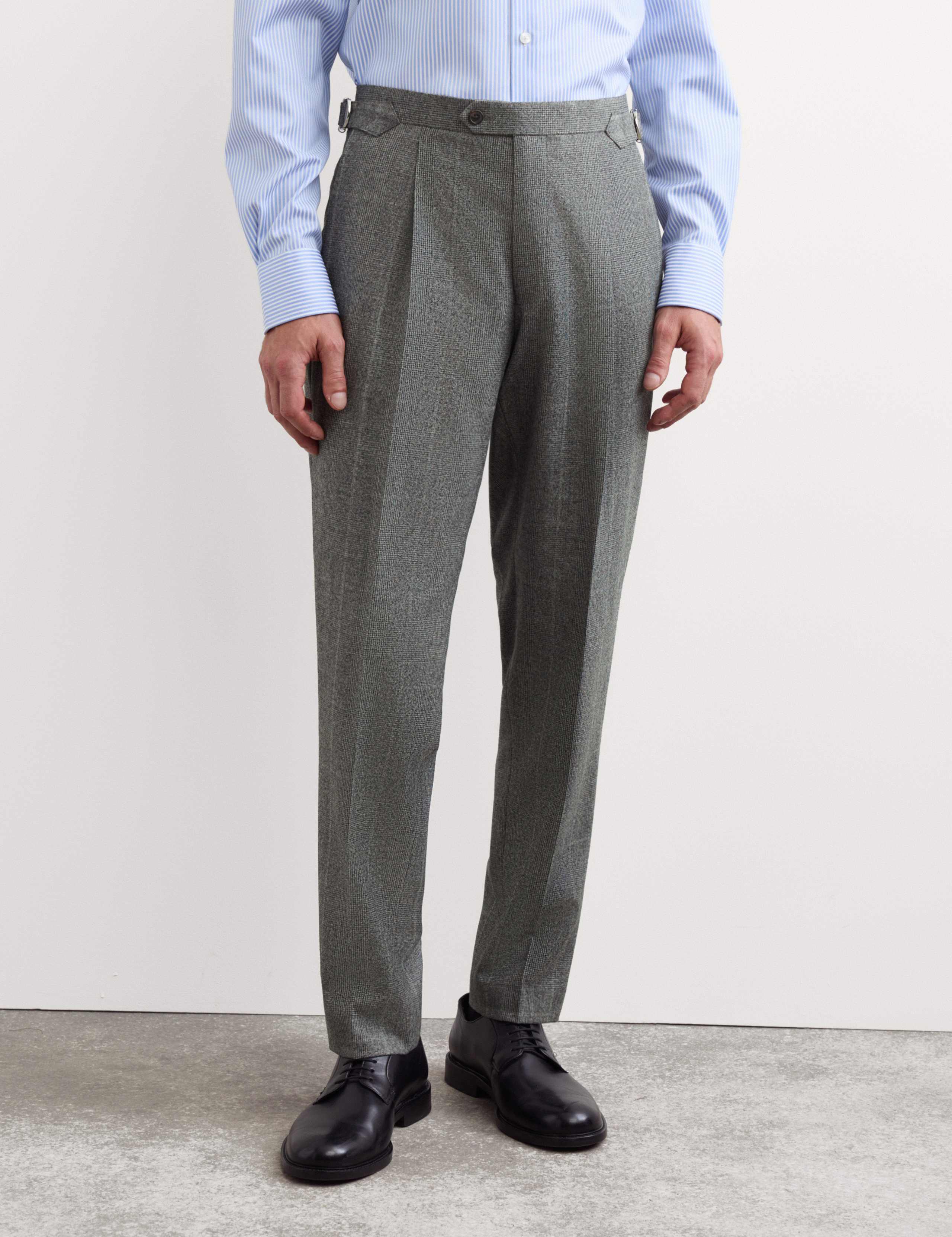 Tailored Fit Italian Wool Check Trousers