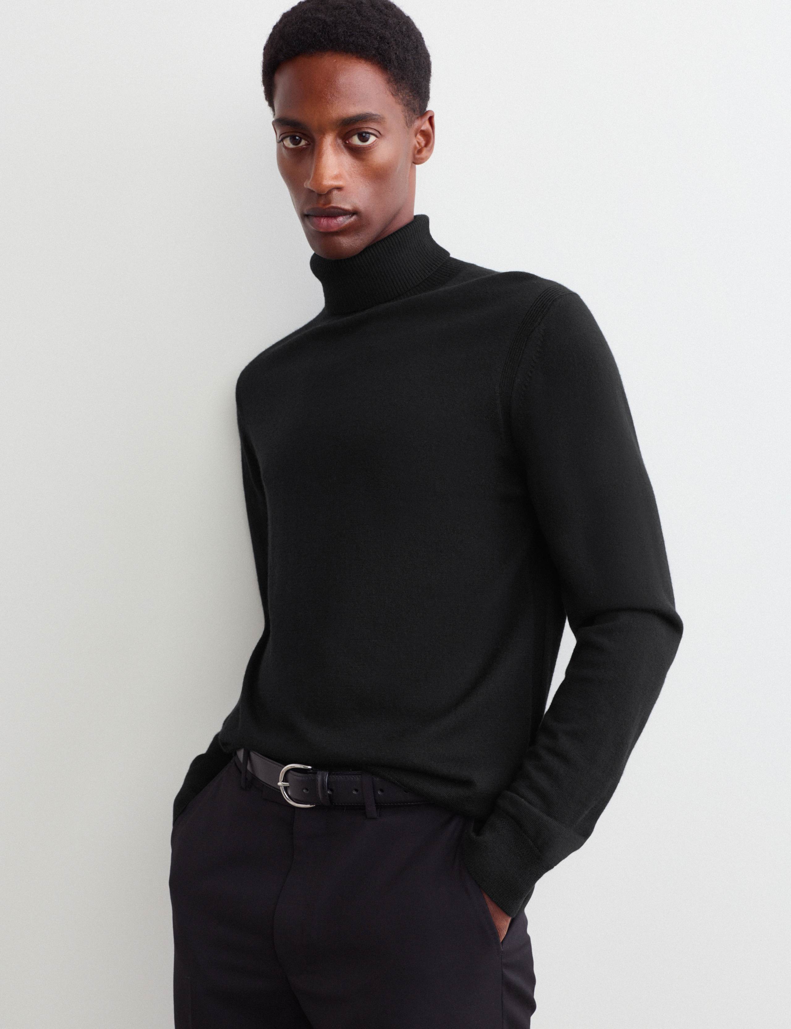 Merino Wool Rich Roll Neck Jumper with Silk