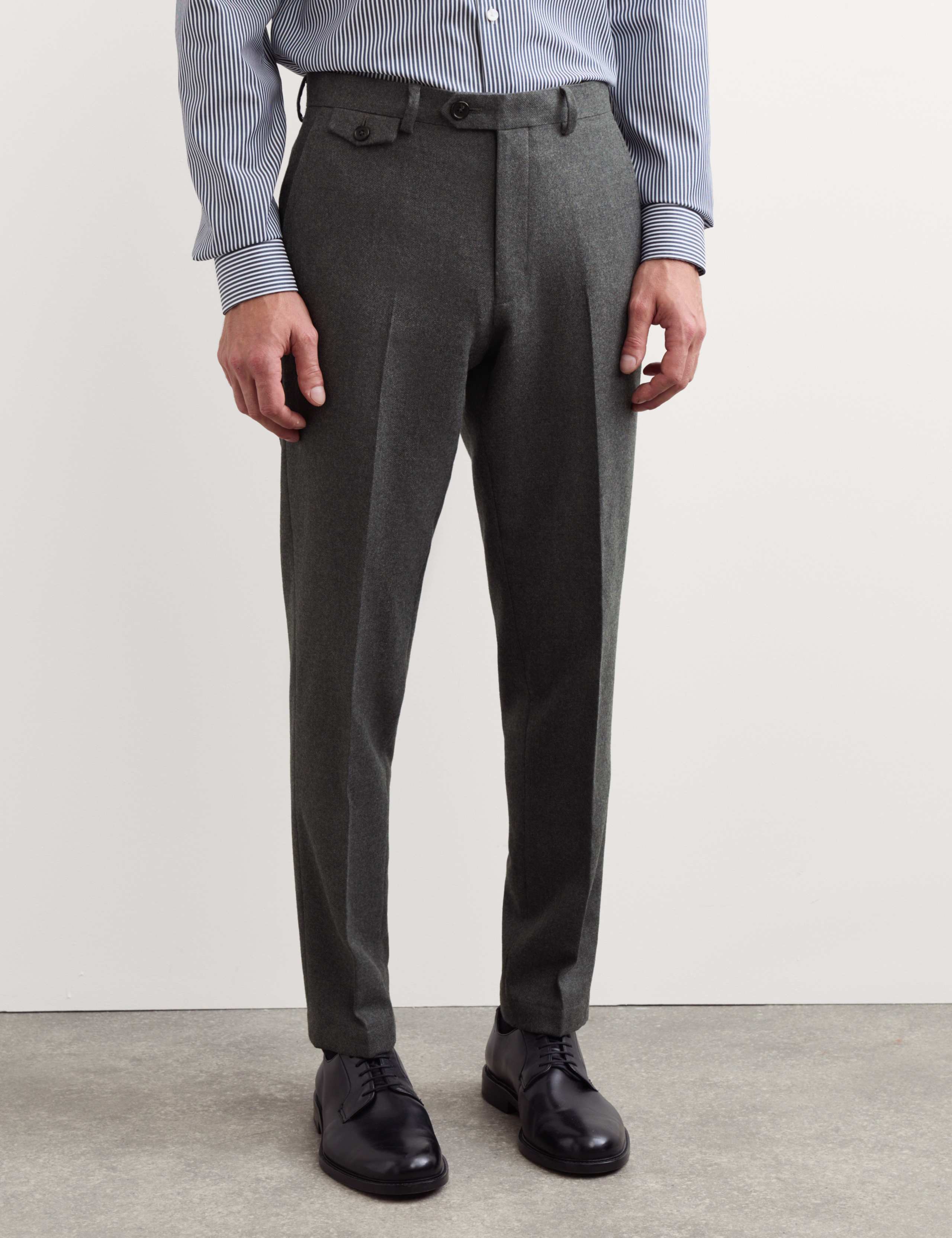 Tailored Fit Cotton Wool Blend Suit Trousers