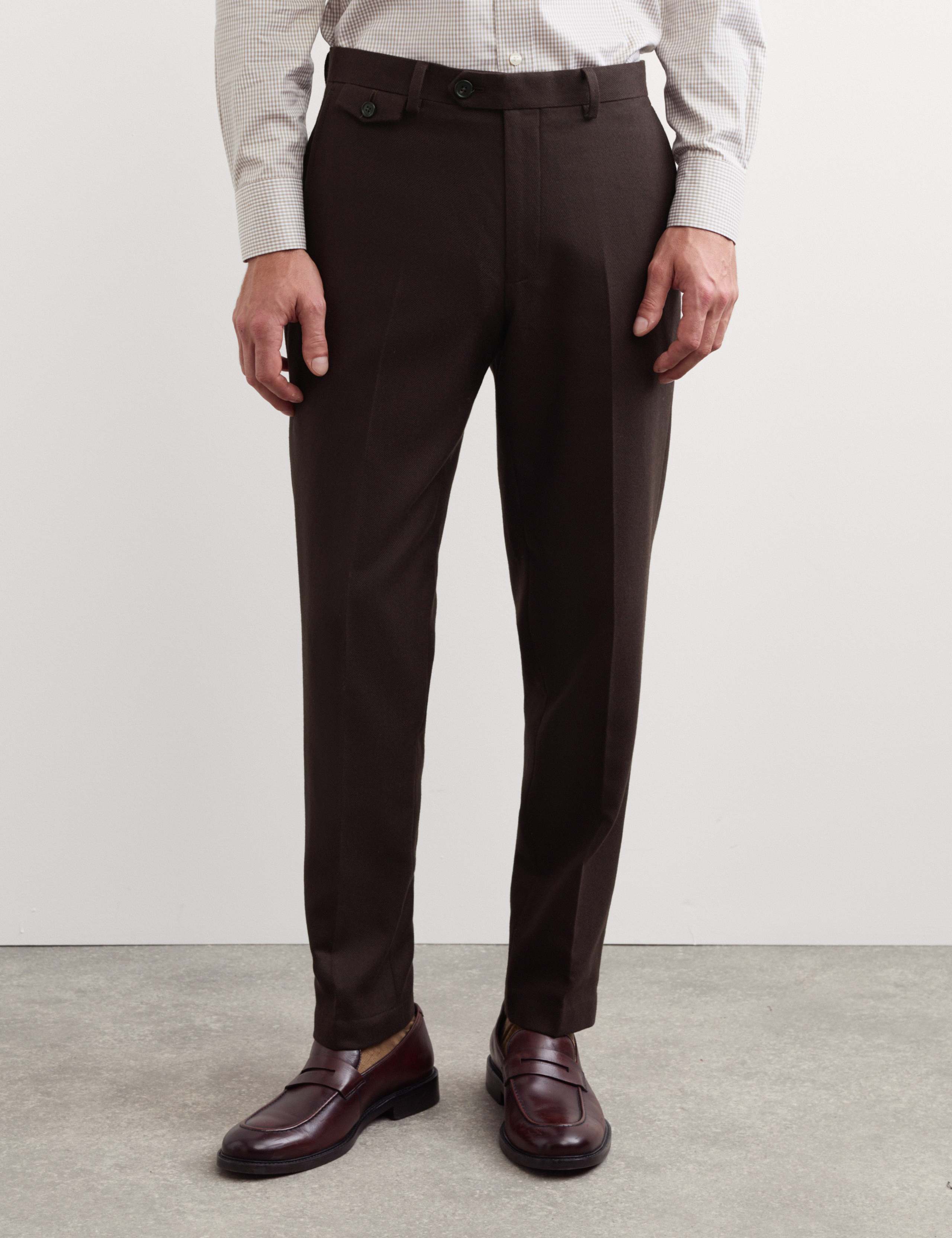 Tailored Fit Cotton Wool Blend Suit Trousers