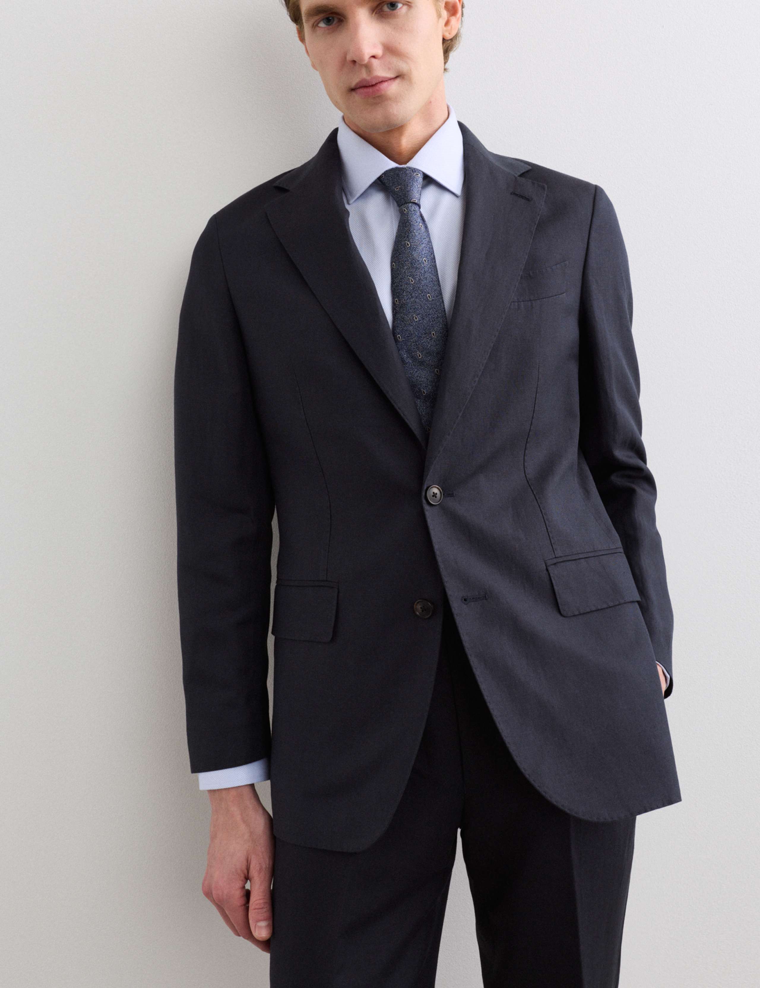 Tailored Fit Italian Silk & Linen Suit Jacket