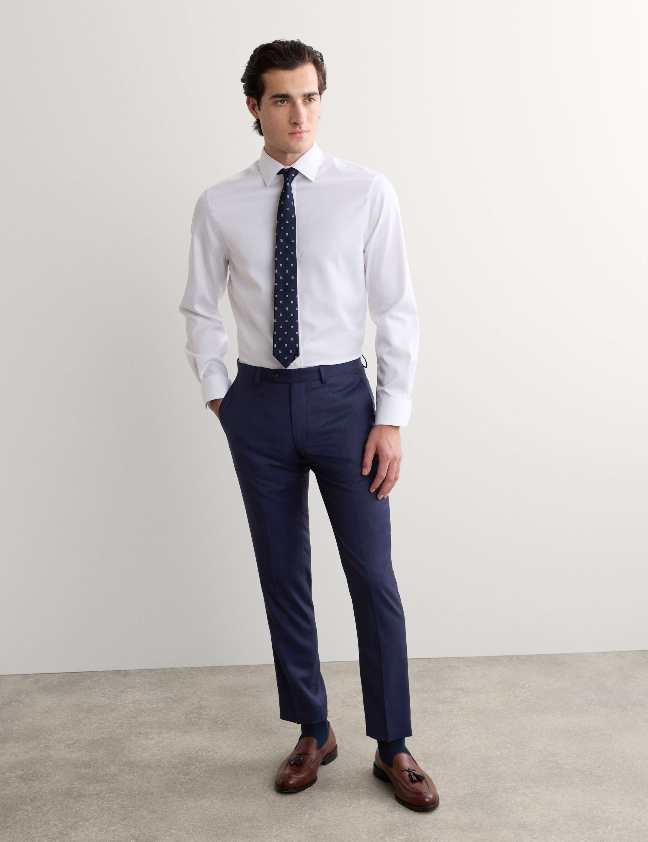 Tailored Fit Pure Wool Textured Suit Trousers