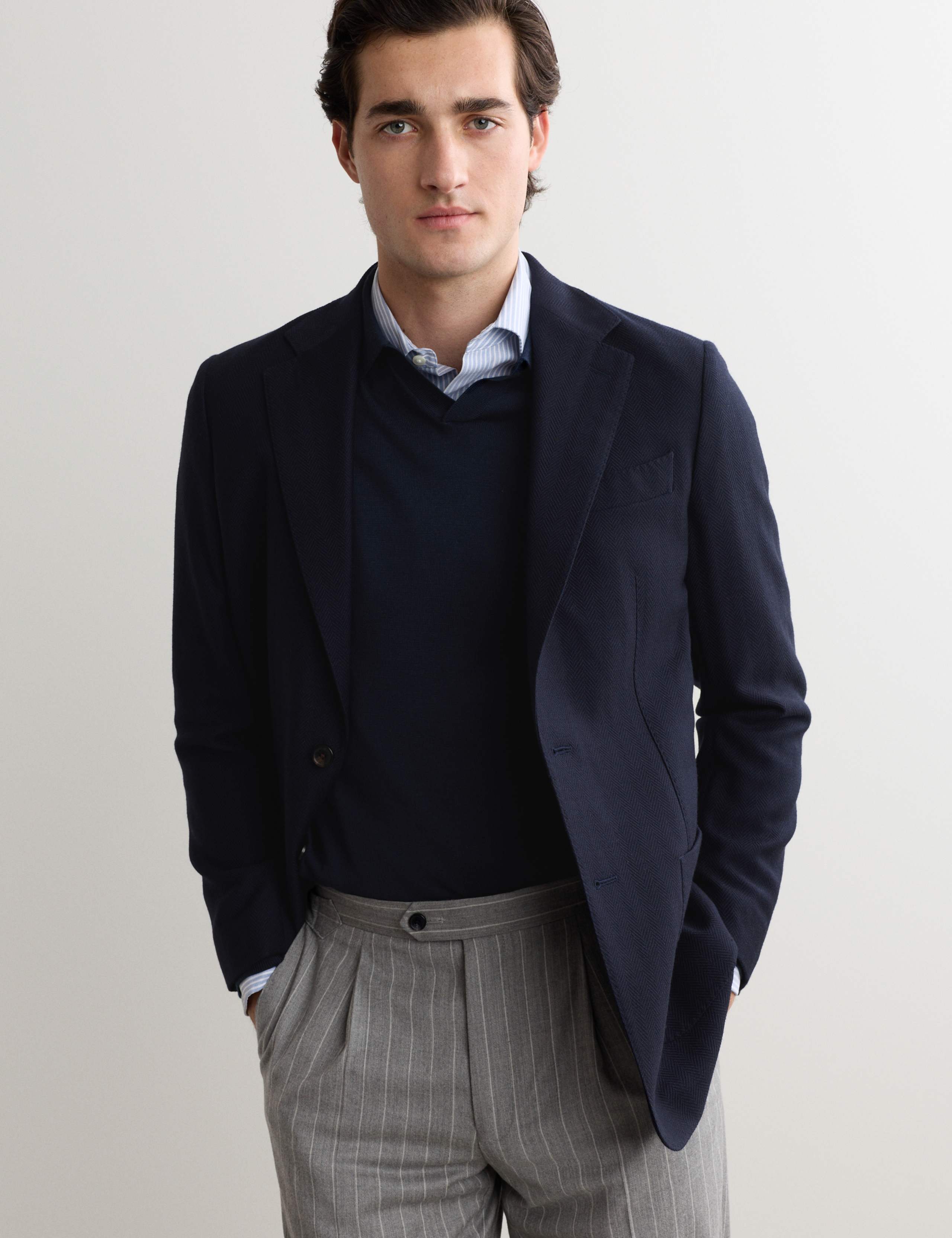 Tailored Fit Wool Rich Herringbone Blazer