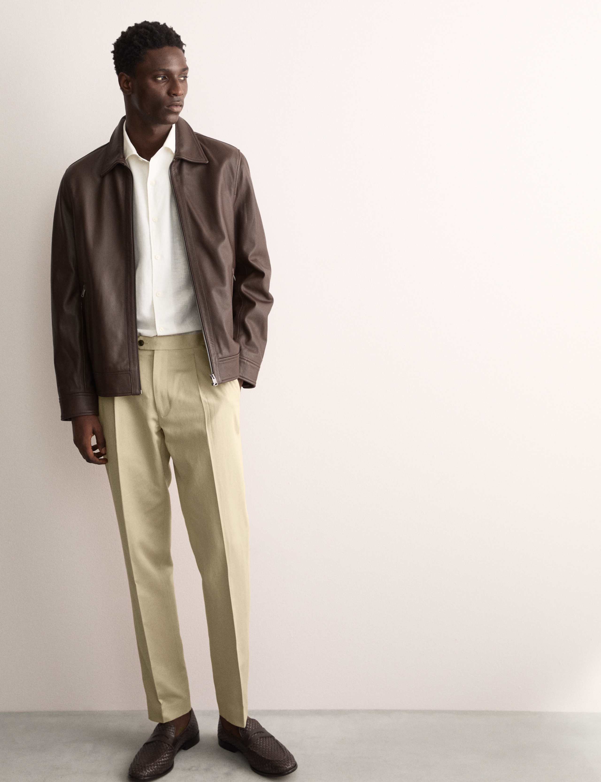 Tailored Fit Twill Cotton Linen Trousers