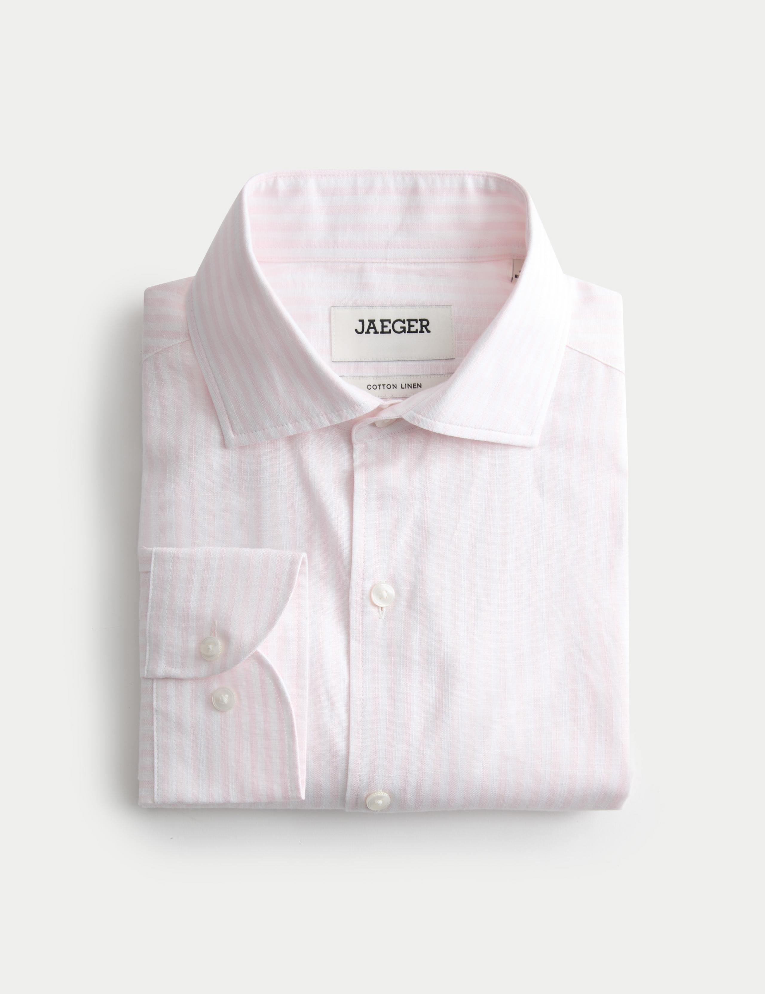 Regular Fit Linen Blend Striped Luxury Shirt