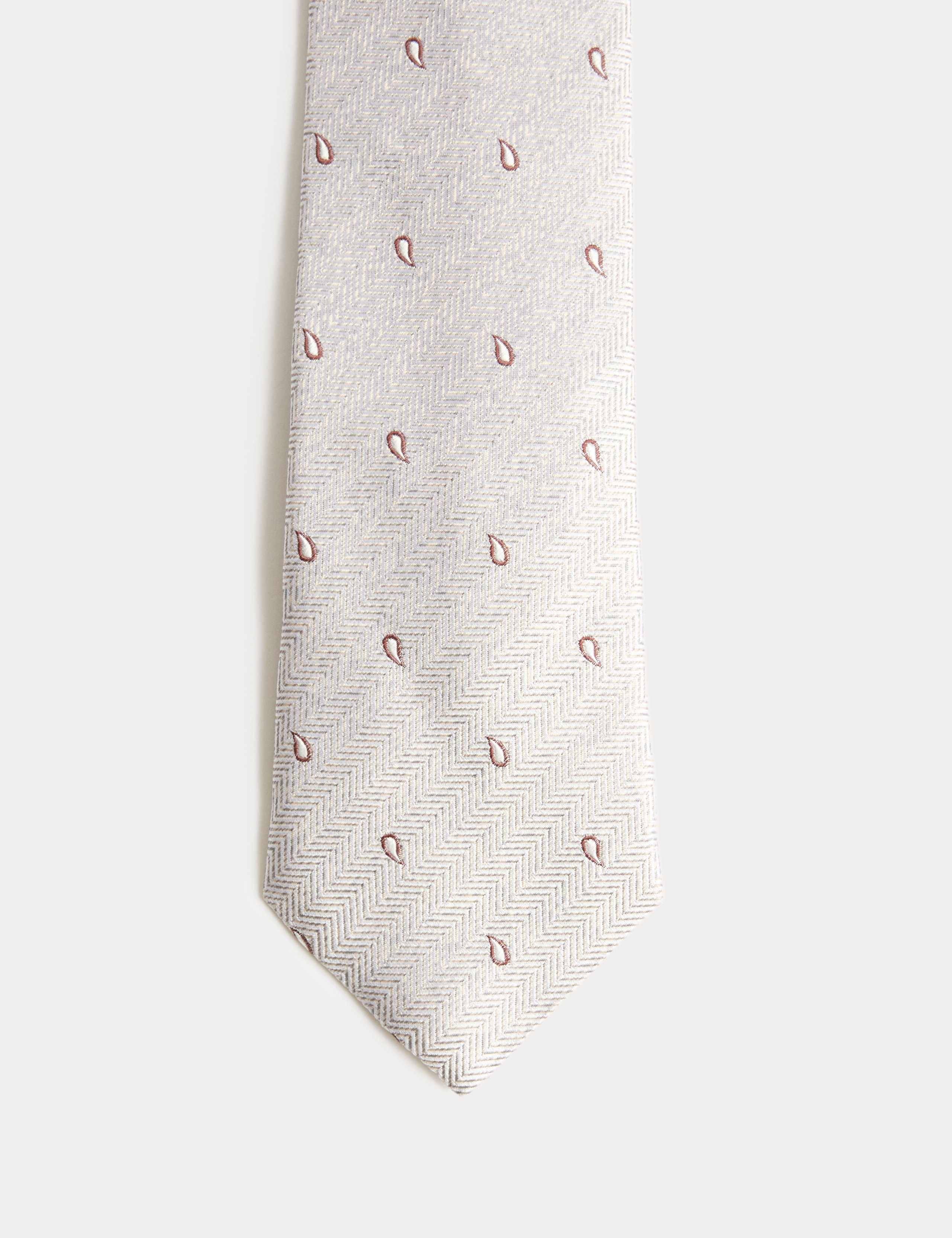 Herringbone Paisley Pure Silk Tie
