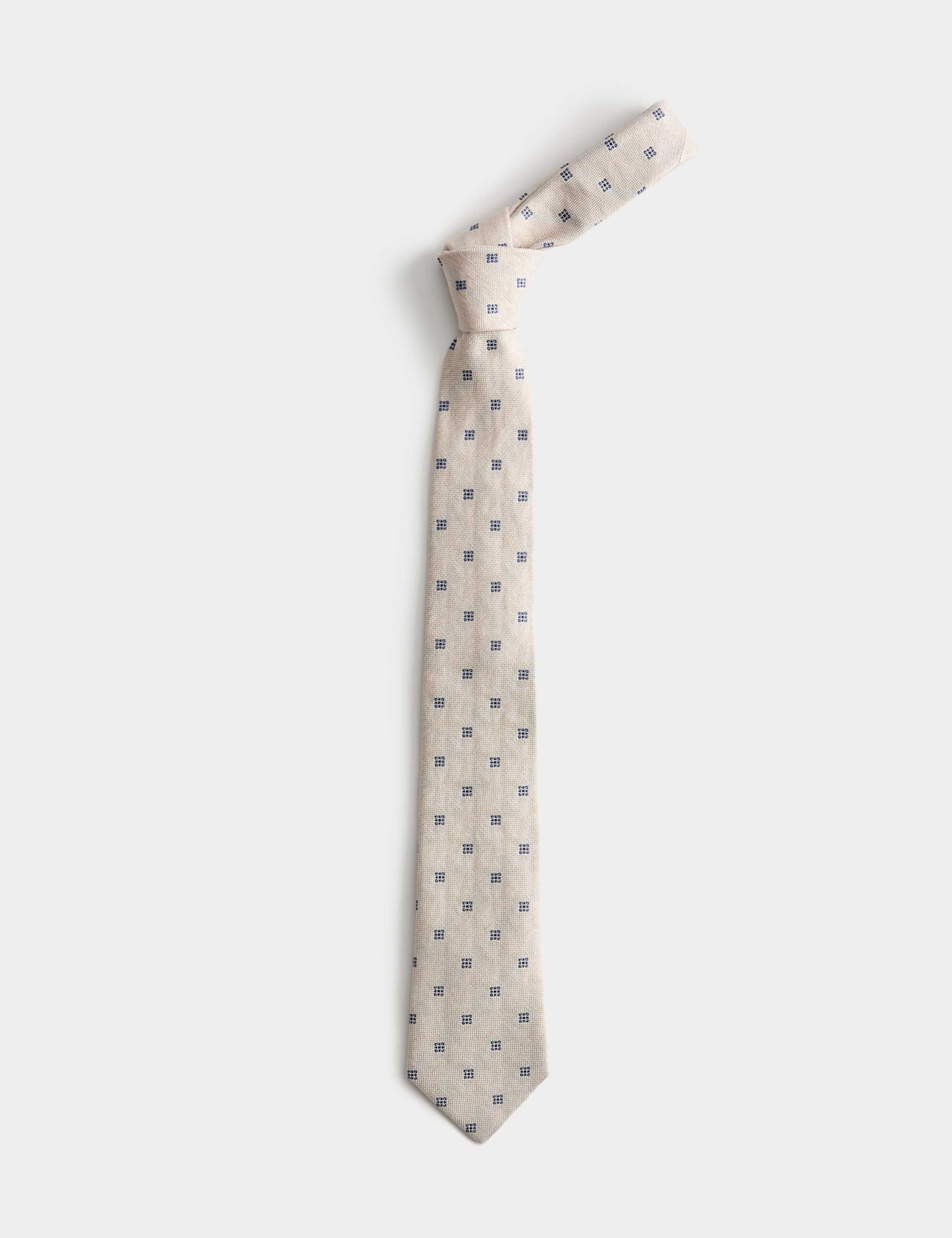 Linen and Silk Blend Geometric Tie