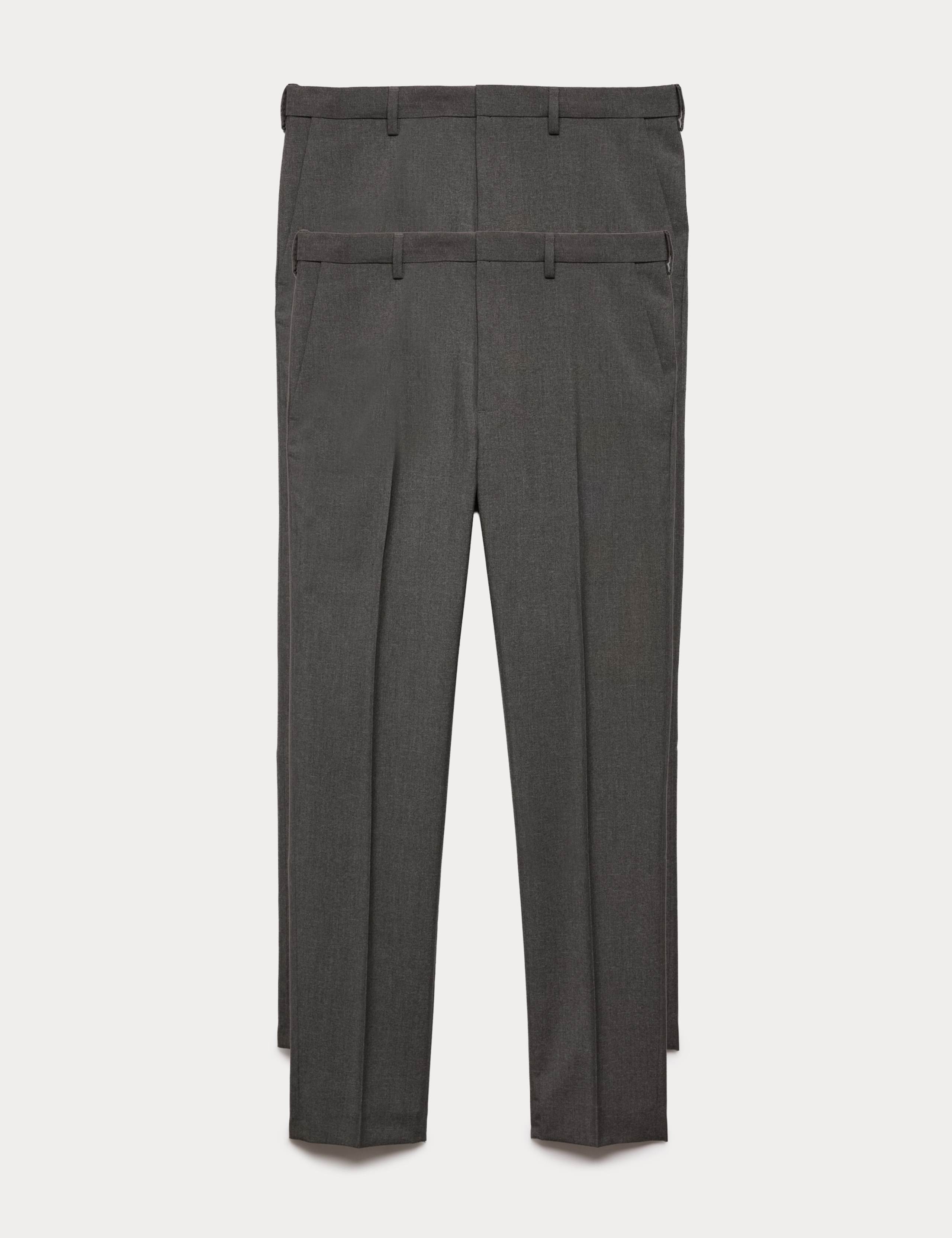 2pk Slim Fit Active Waist Smart Trousers
