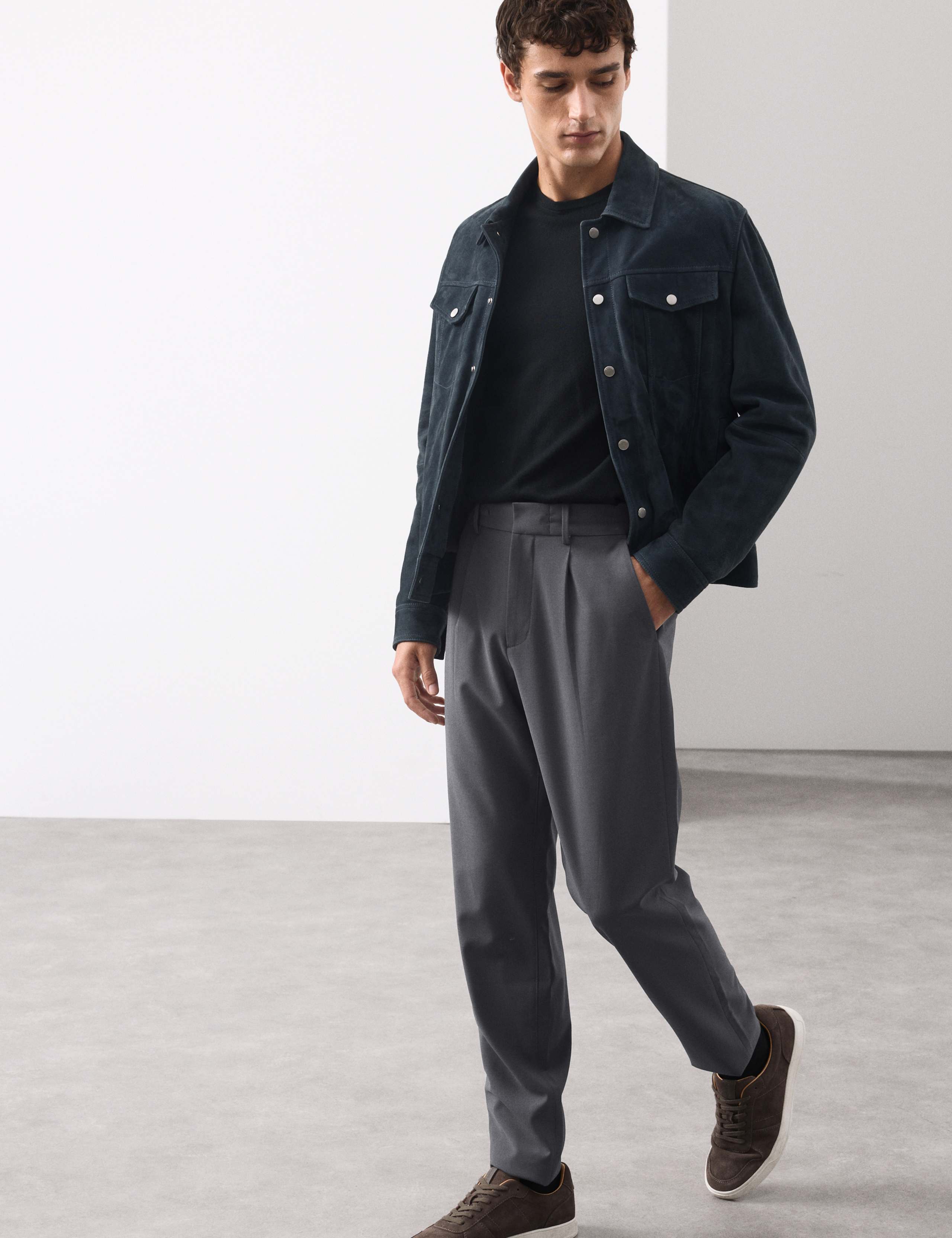 Wool Blend Suit Trousers
