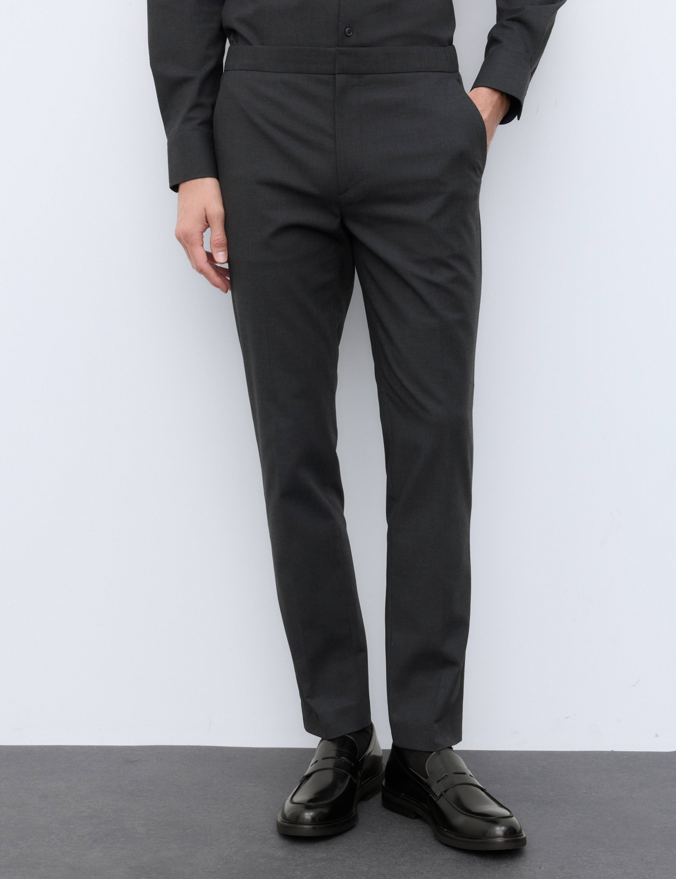 Tapered Fit Flat Front Performance Trousers
