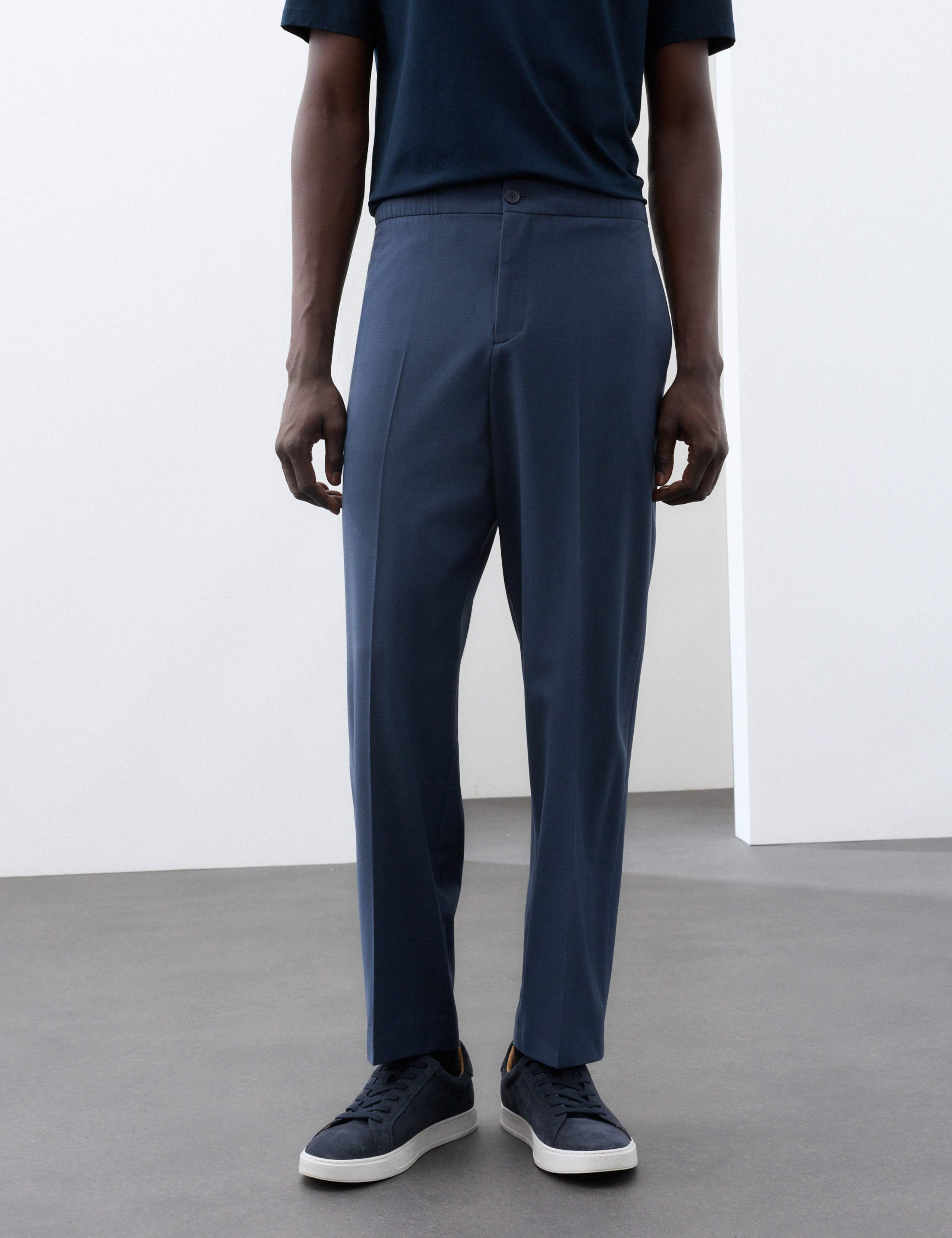 Relaxed Fit Wool Blend Stretch Trousers