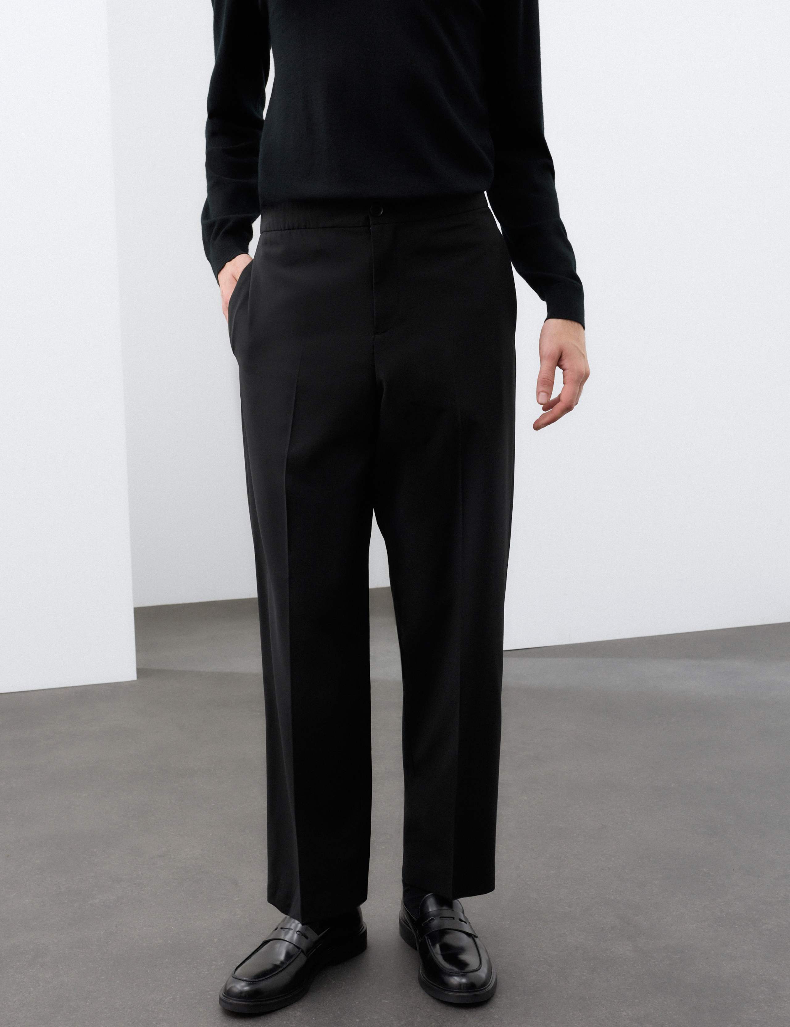 Relaxed Fit Wool Blend Stretch Trousers