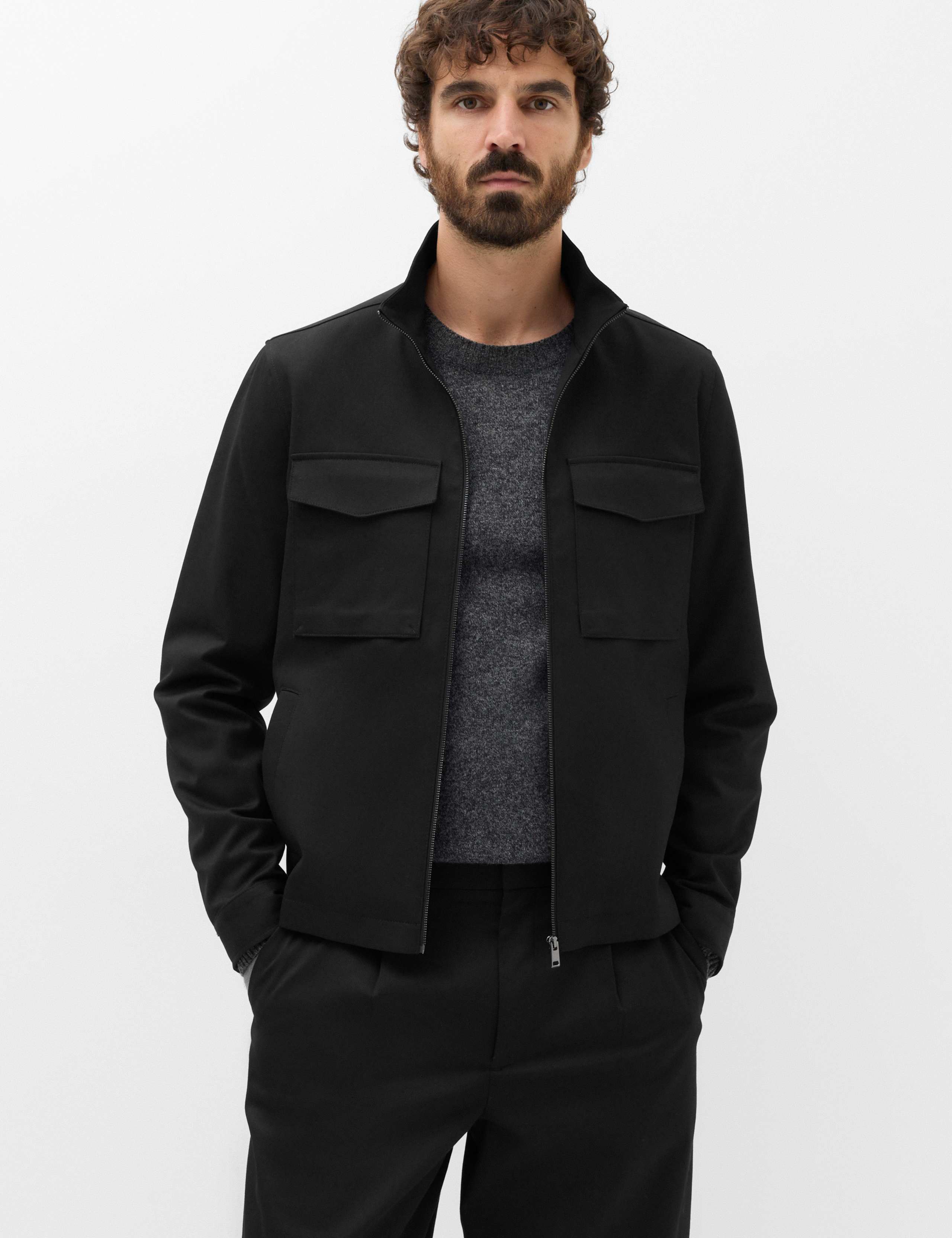 Funnel Neck Patch Pocket Waistcoat