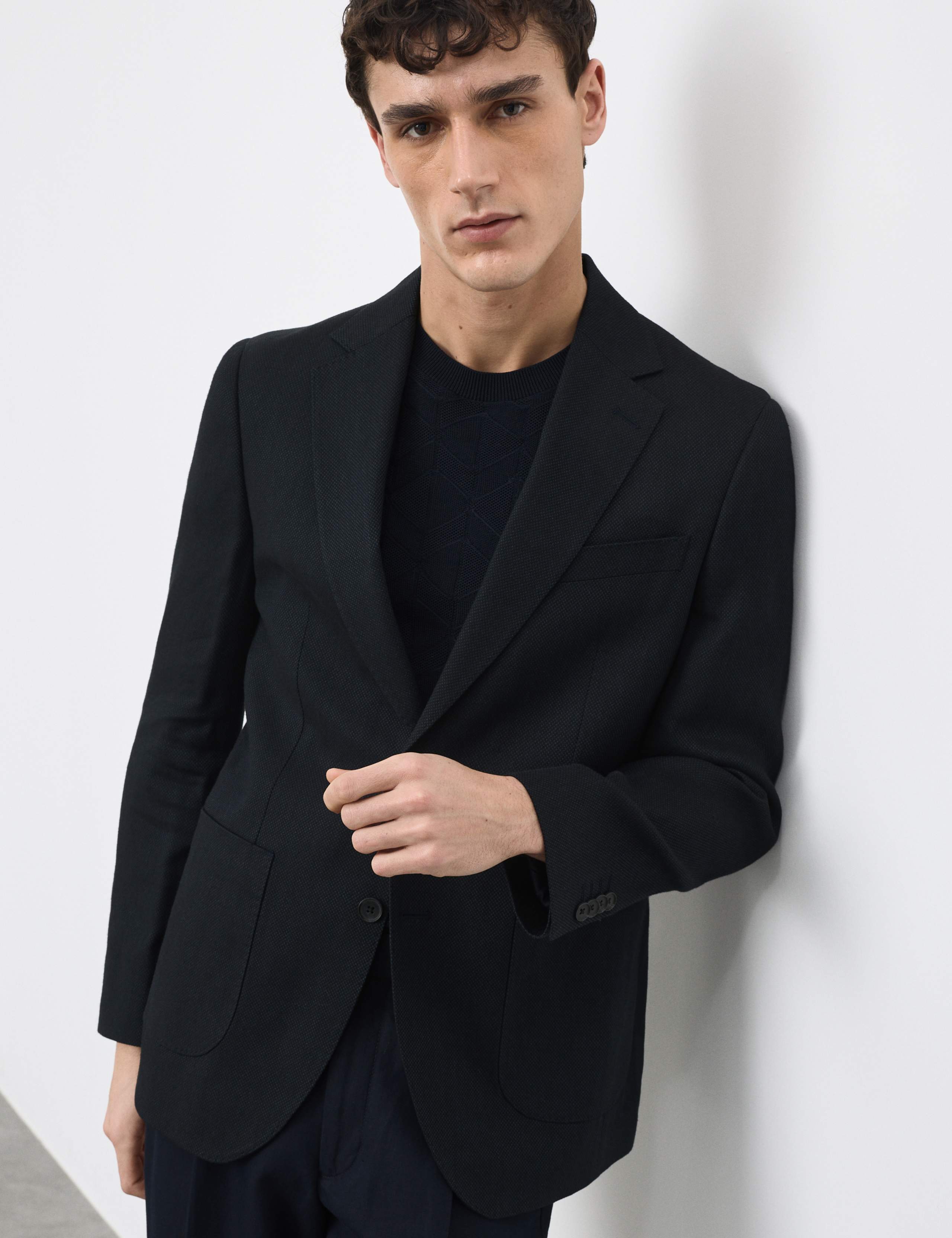 Linen Blend Textured Blazer