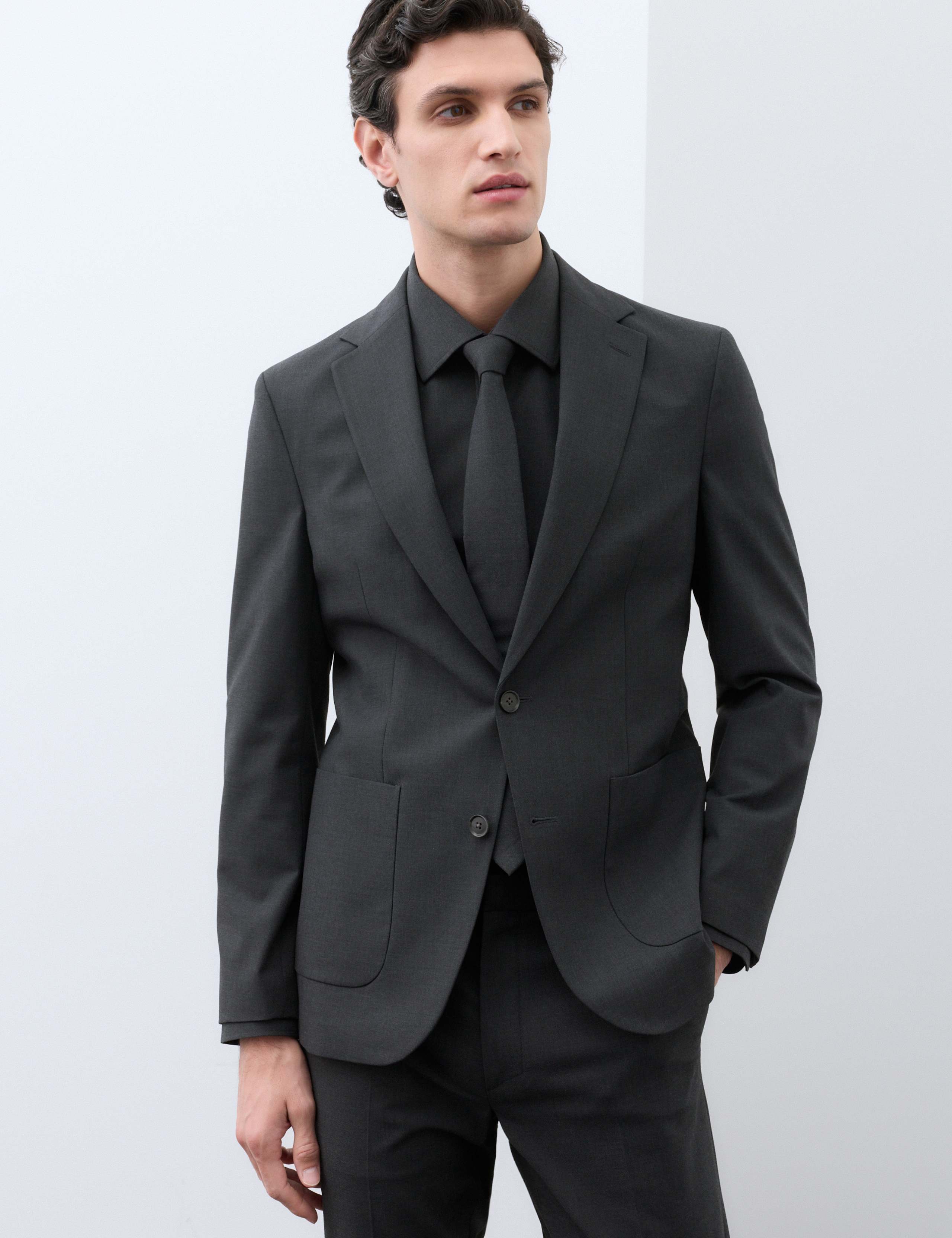 Regular Fit Textured Suit Jacket