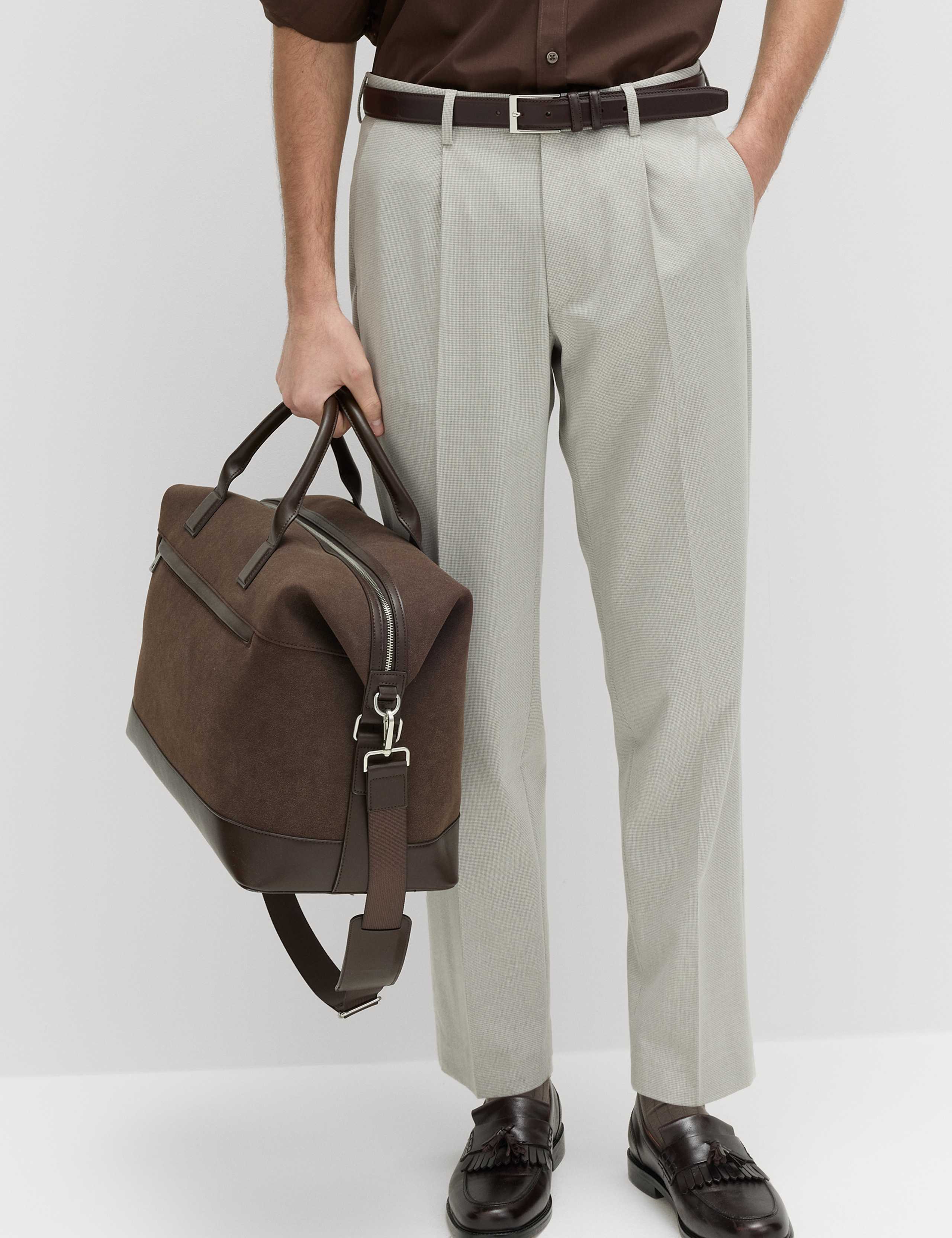 Tailored Fit Flat Front Puppytooth Trousers