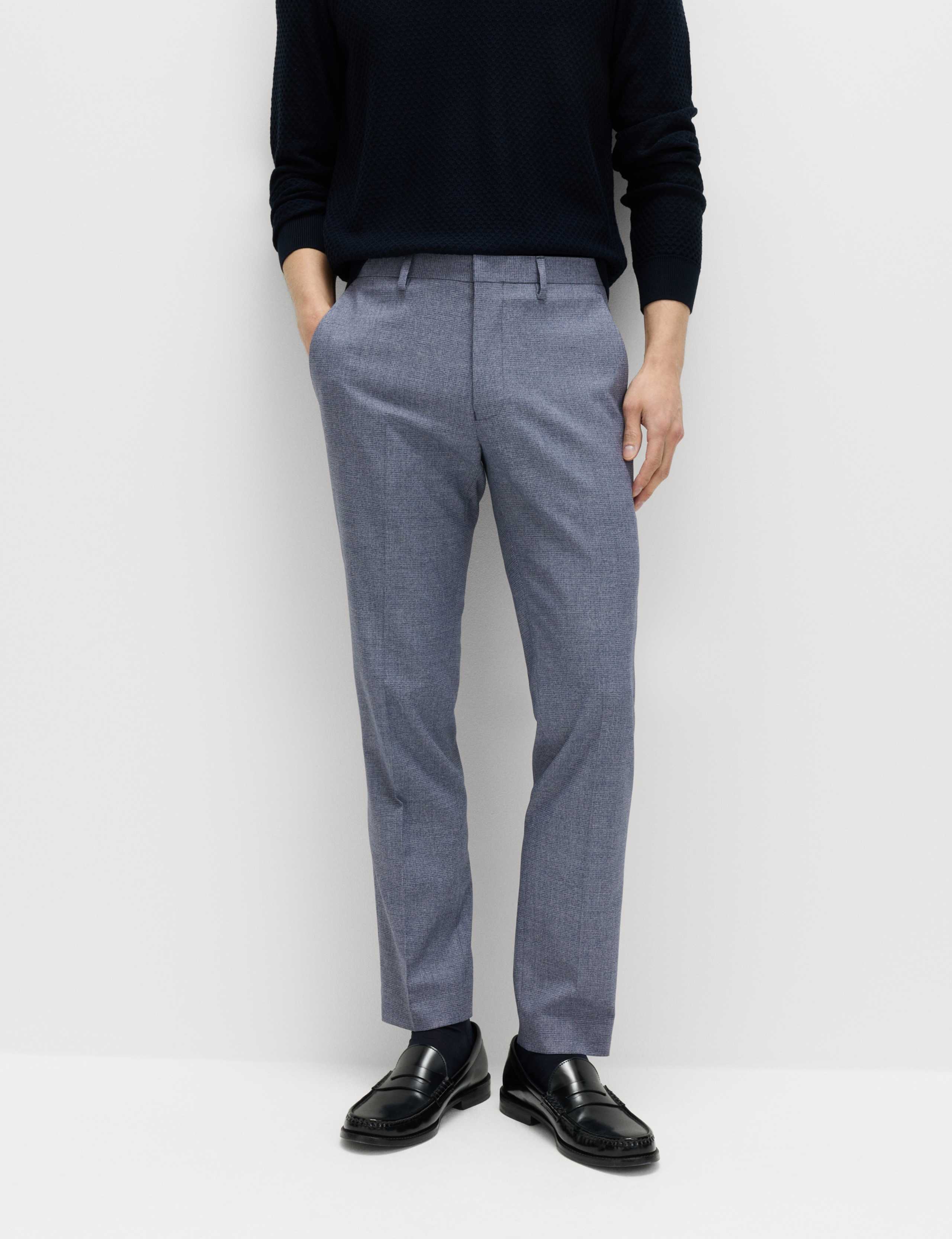 Tailored Fit Micro Grid Trousers