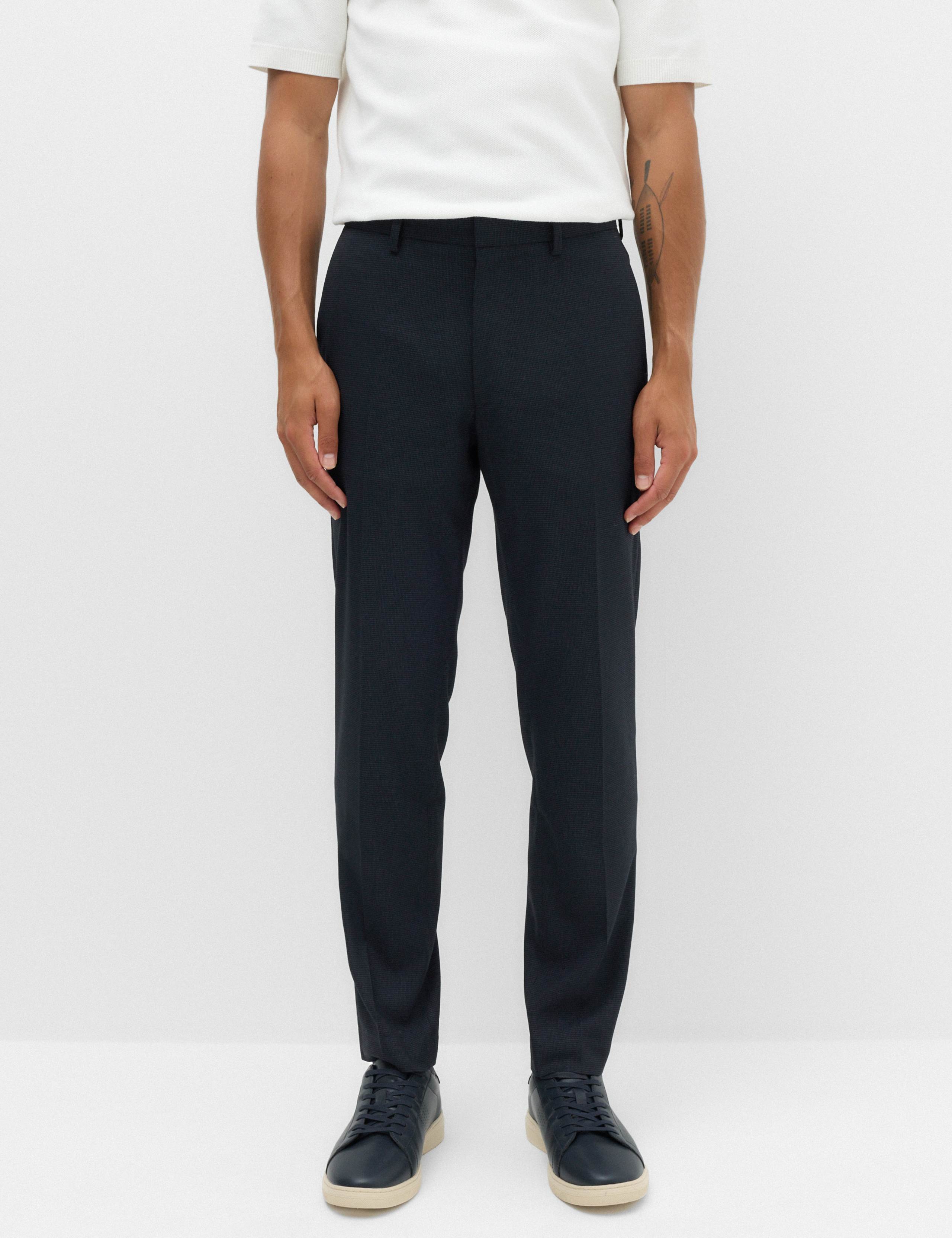 Tailored Fit Pindot Stretch Trousers