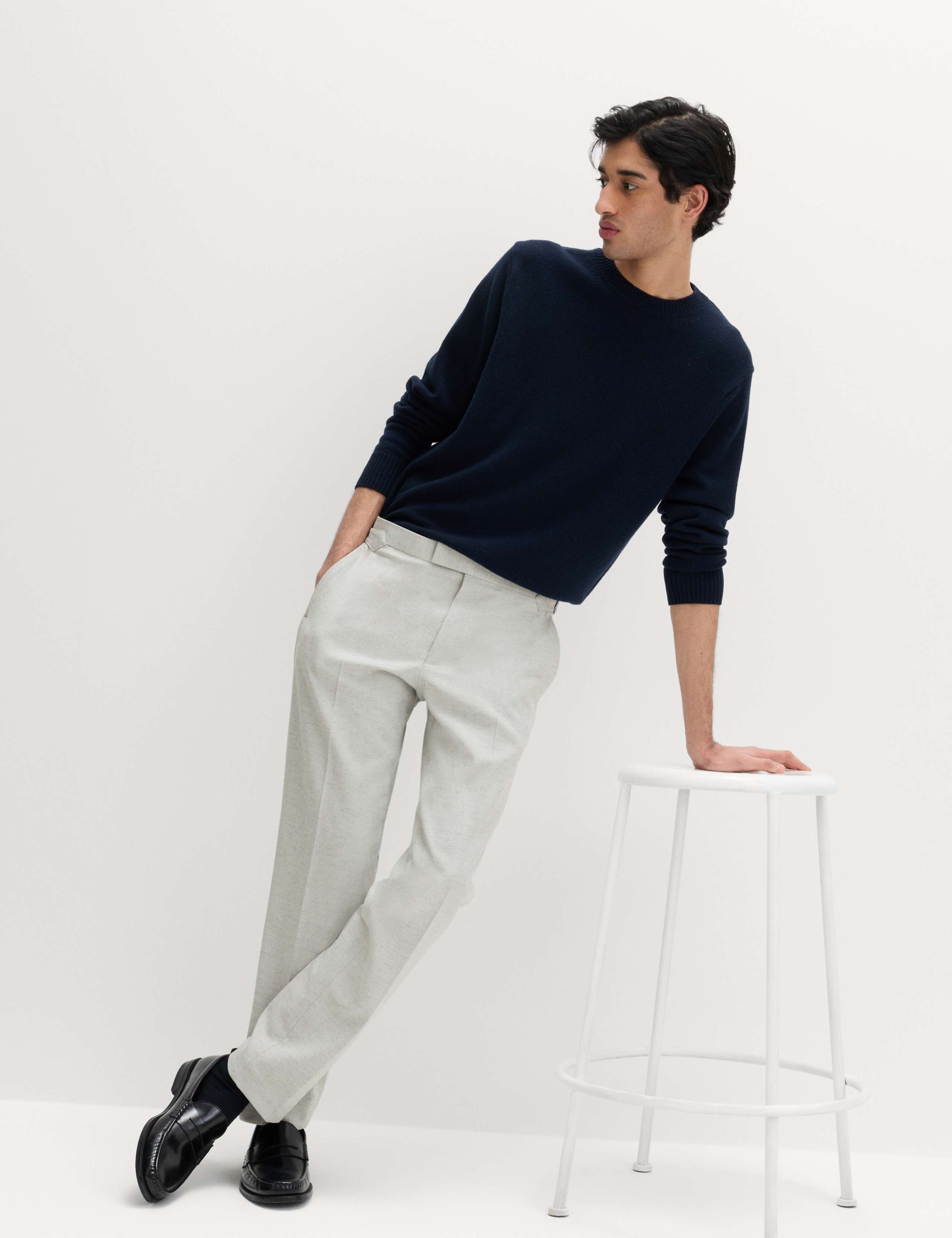 Tailored Fit Herringbone Trousers