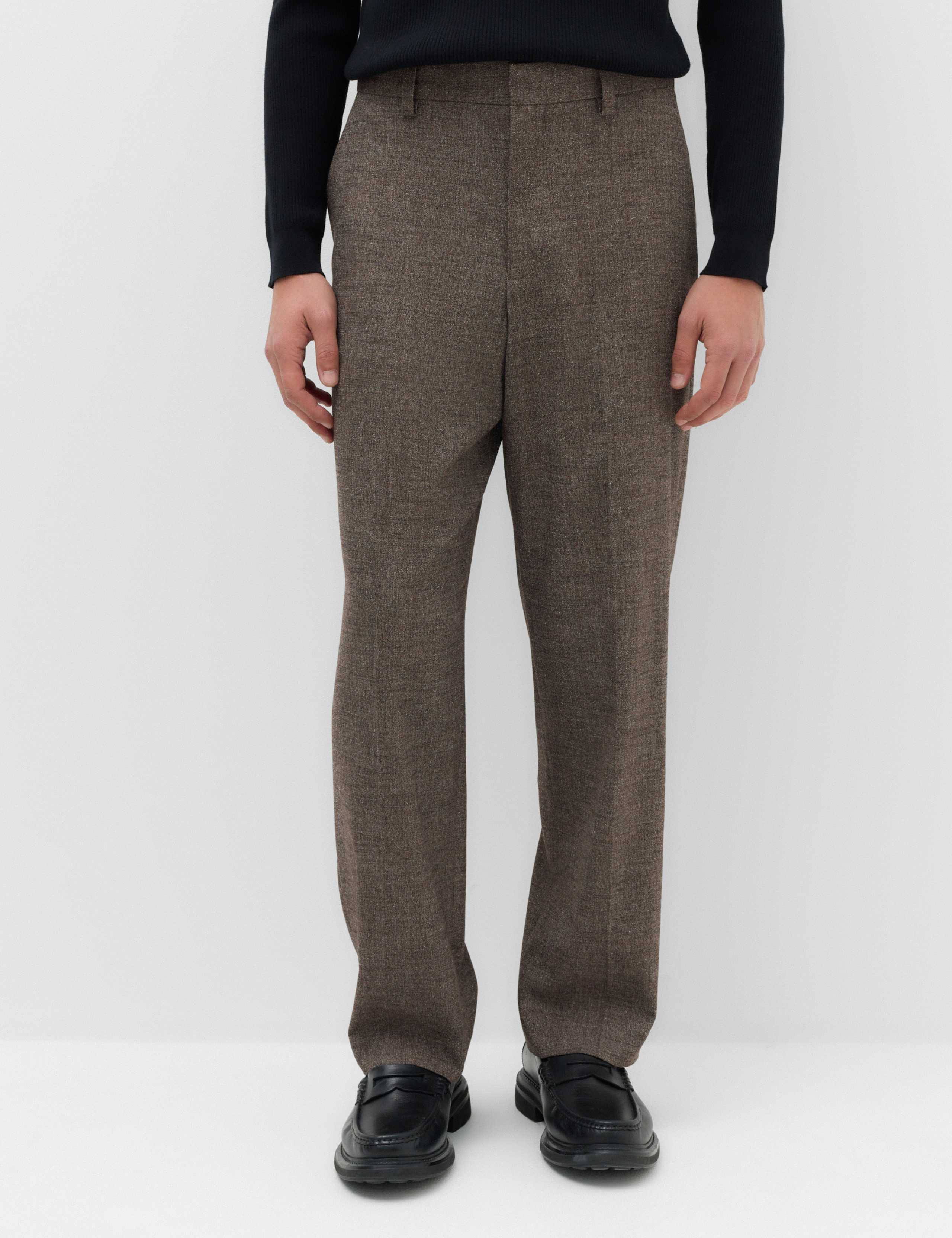 Relaxed Fit Boucle Textured Smart Trousers