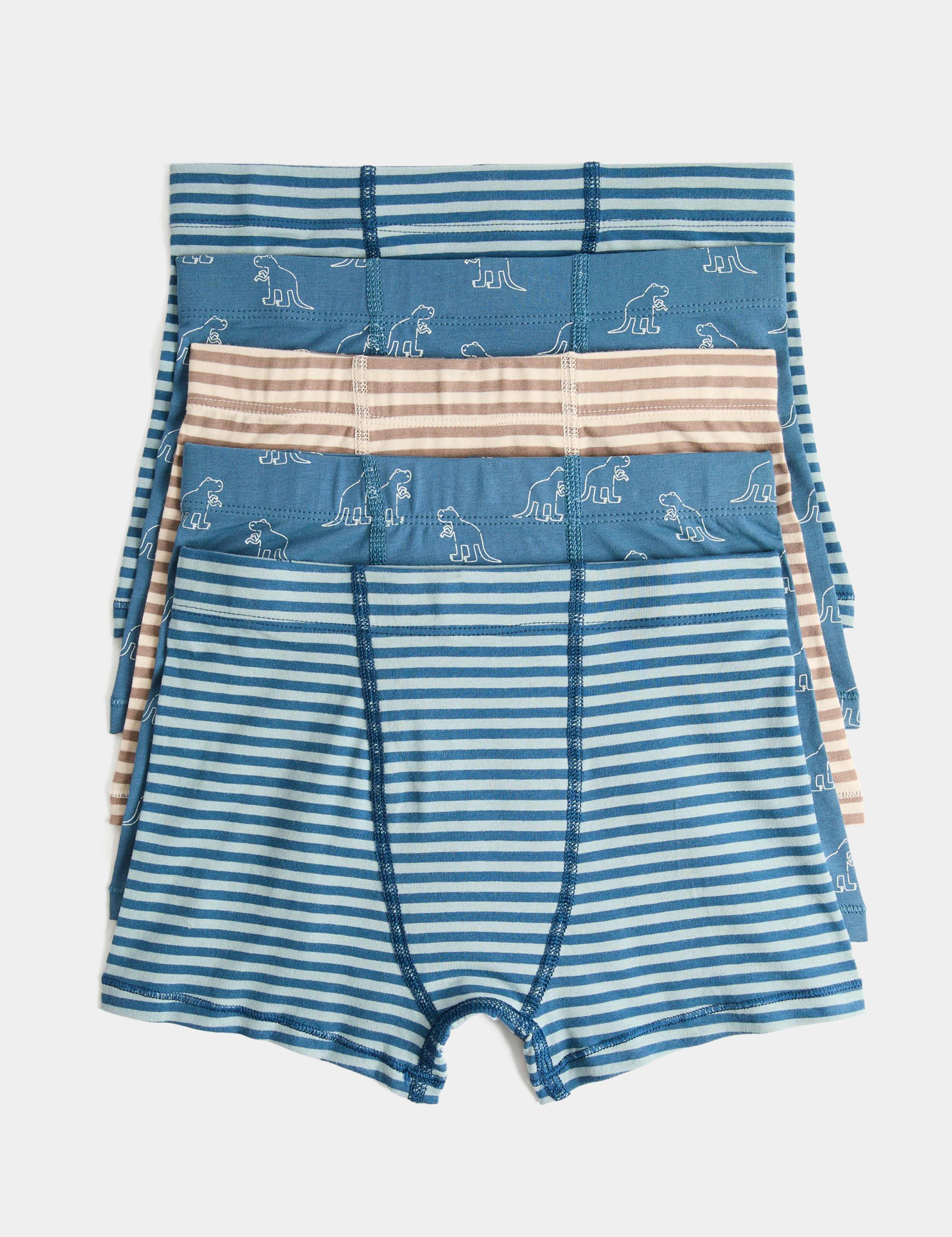 5 Pack Cotton Rich Dino Print Trunks (3-10 Yrs)