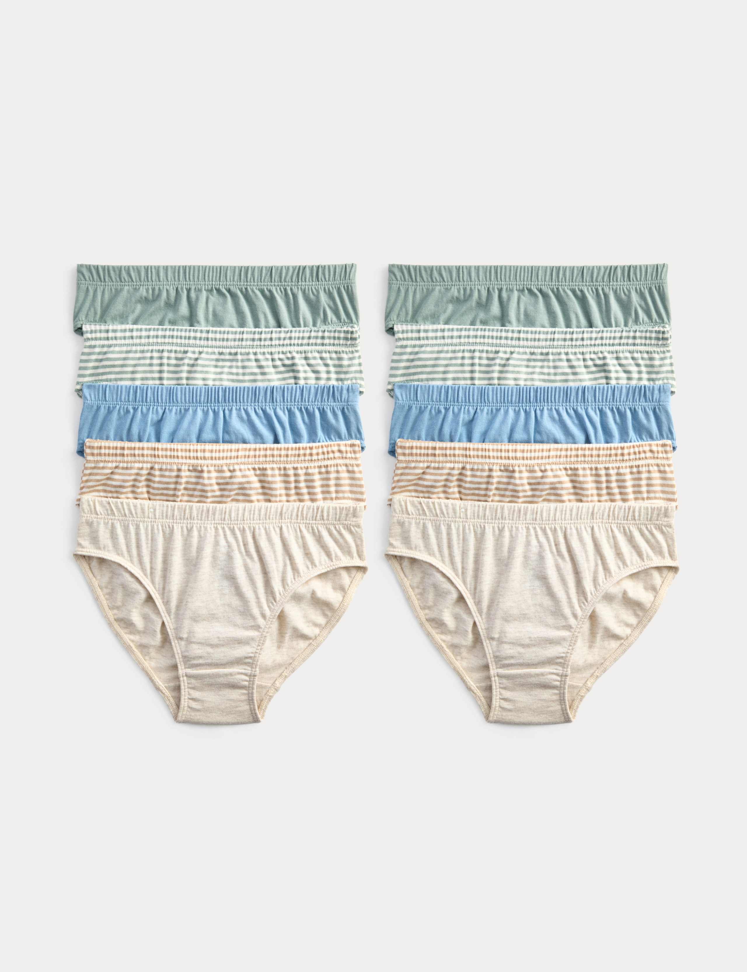 10pk Pure Cotton Stripes & Solids Briefs (2-14 Yrs)